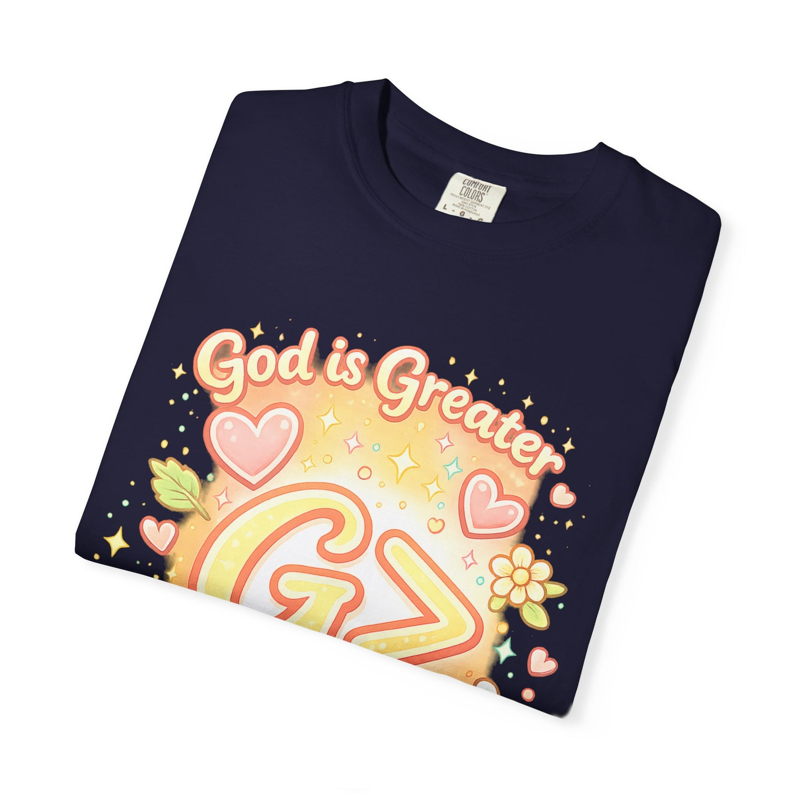 God's Greater Tee — Cute Floral Christian Graphic T-Shirt
