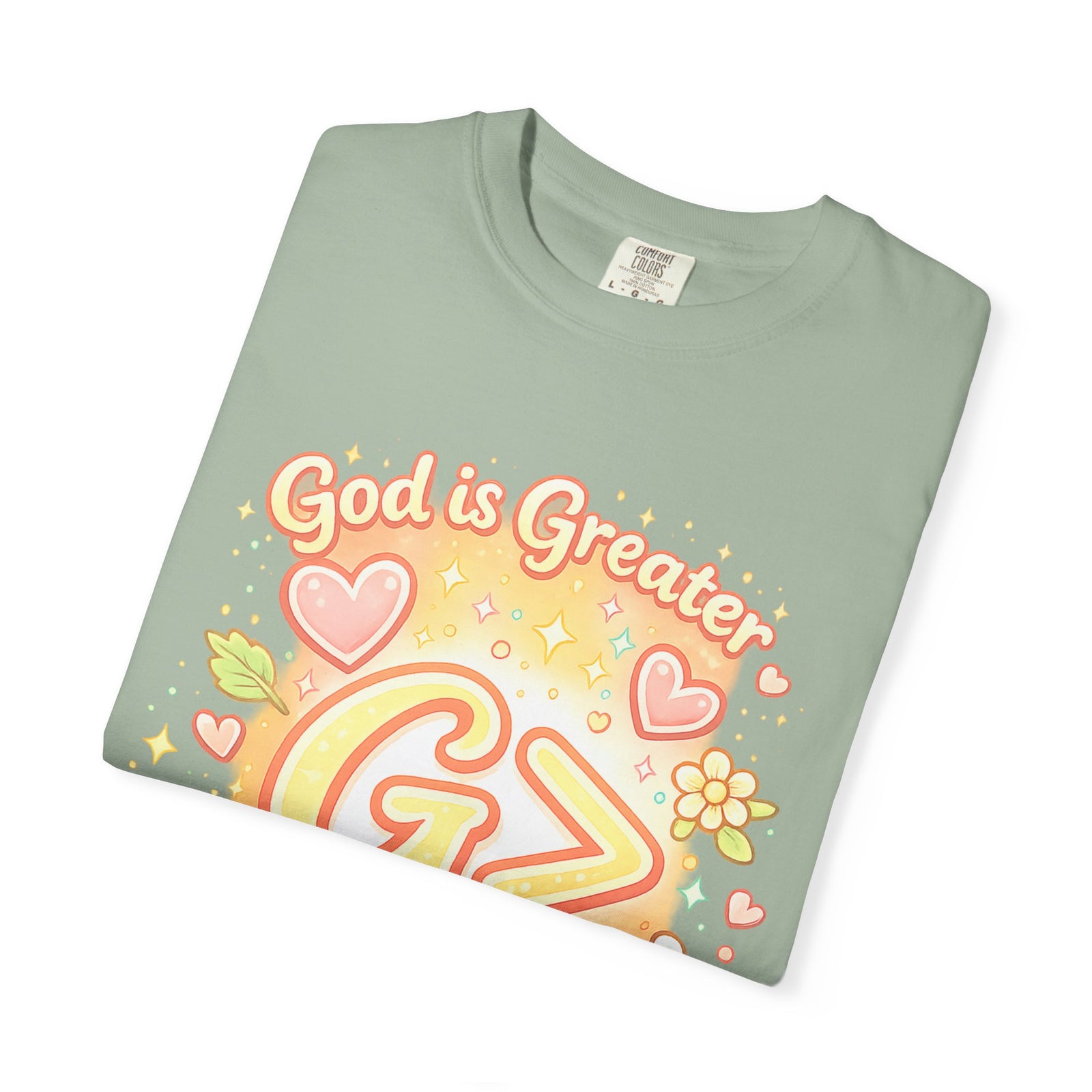 God's Greater Tee — Cute Floral Christian Graphic T-Shirt