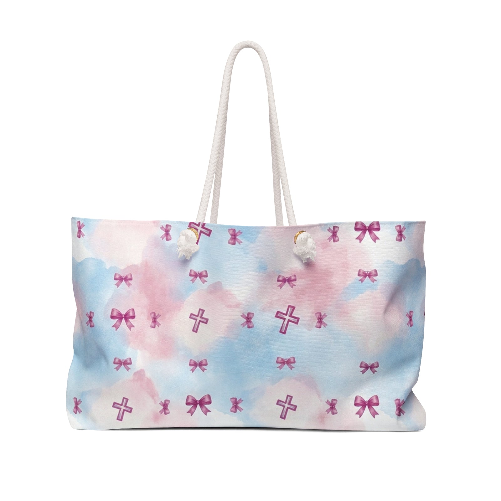 Pastel Cross & Bow Tote Bag