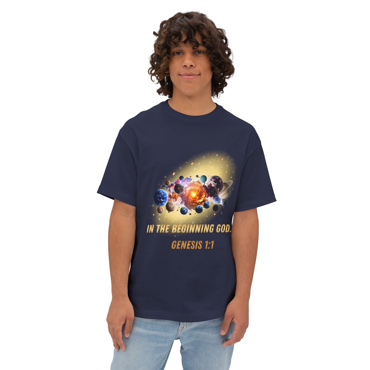 Genesis 1:1 Creation Tee — Cosmic Bible Verse T-Shirt