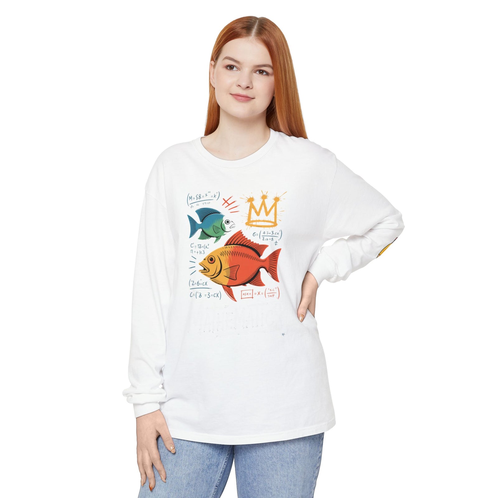 Fish Math Long Sleeve Tee — Cute Brainy Fish Graphic Shirt