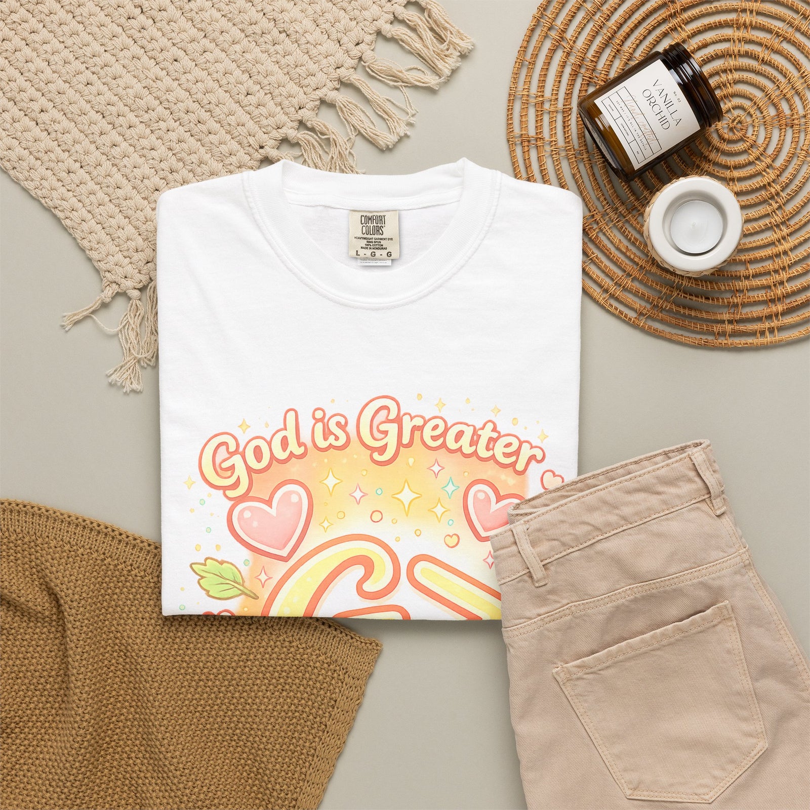 God's Greater Tee — Cute Floral Christian Graphic T-Shirt