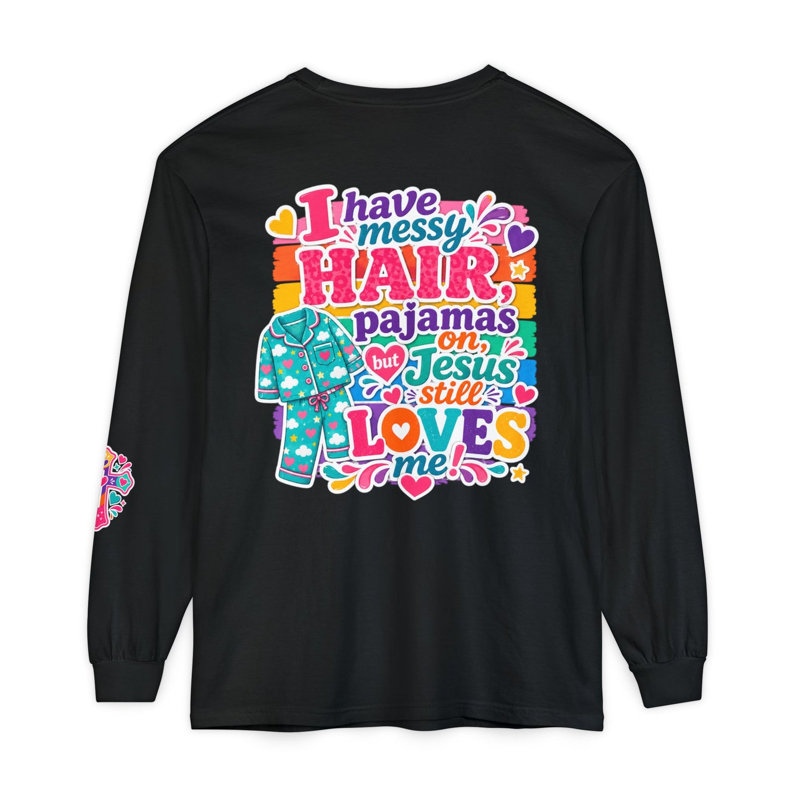 Christian Pajama Graphic Long Sleeve Tee — "...Jesus Still Loves Me"