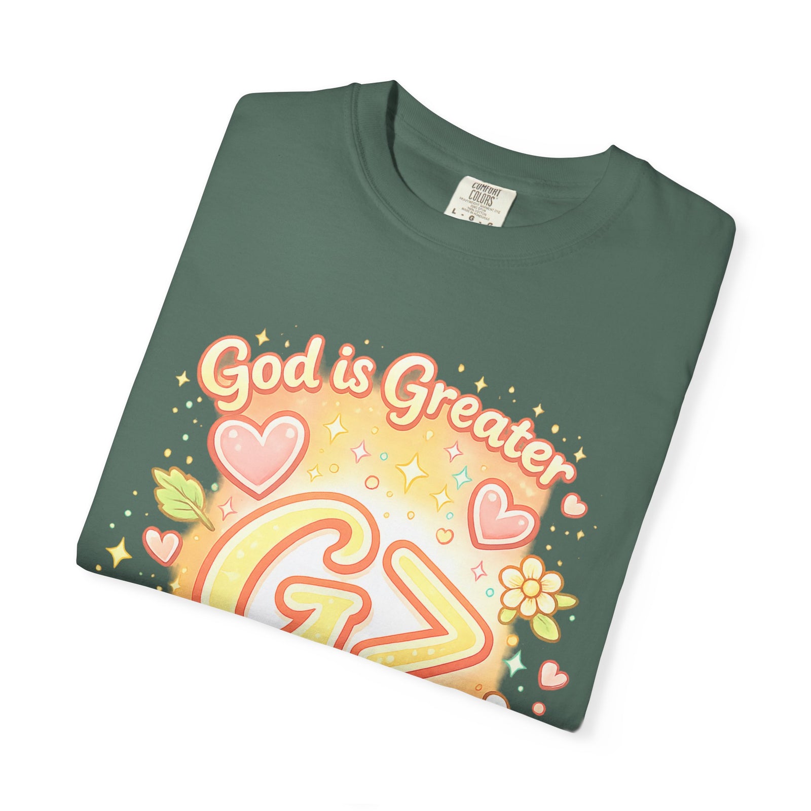 God's Greater Tee — Cute Floral Christian Graphic T-Shirt