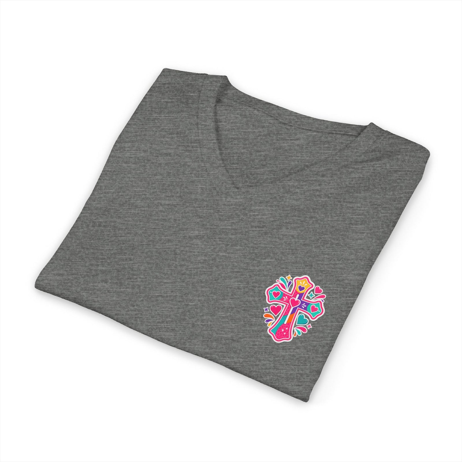 Christian V‑Neck Tee — "Warning I Tell Everyone About Jesus" Colorful Faith Shirt