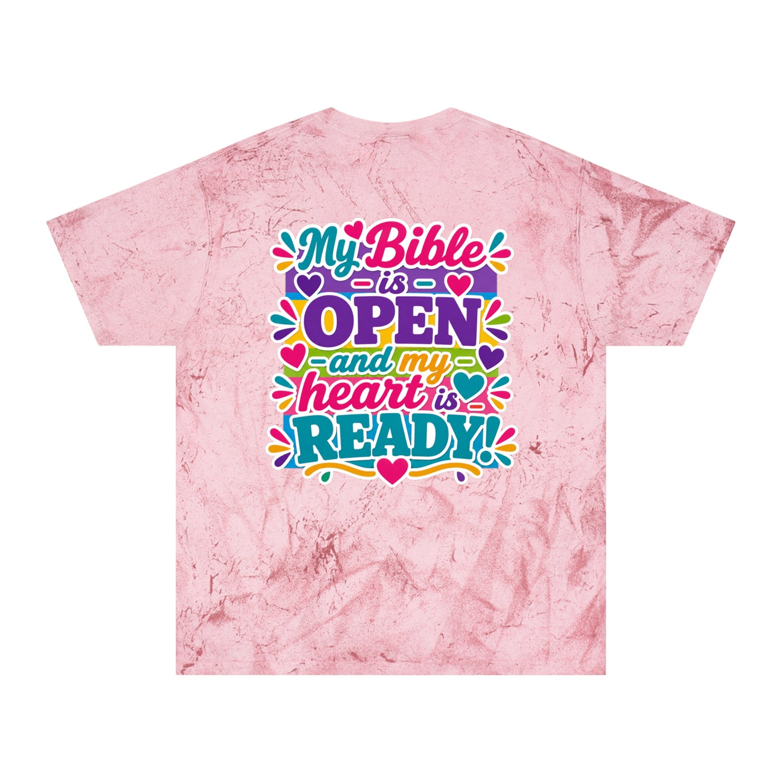 Christian Tie-Dye T-Shirt — “My Bible is Open and My Heart is Ready” Colorful Faith Tee
