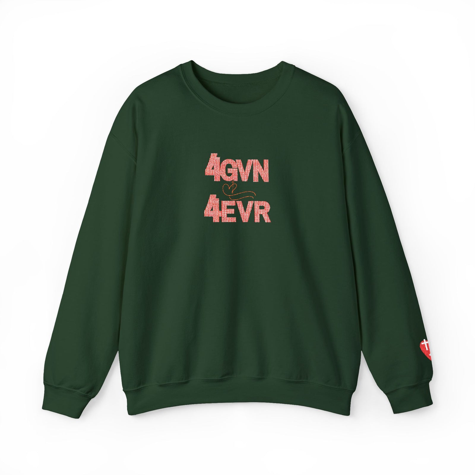 Crewneck Sweatshirt — 'AGAIN NEVER' Floral Text Design, White Cozy Pullover