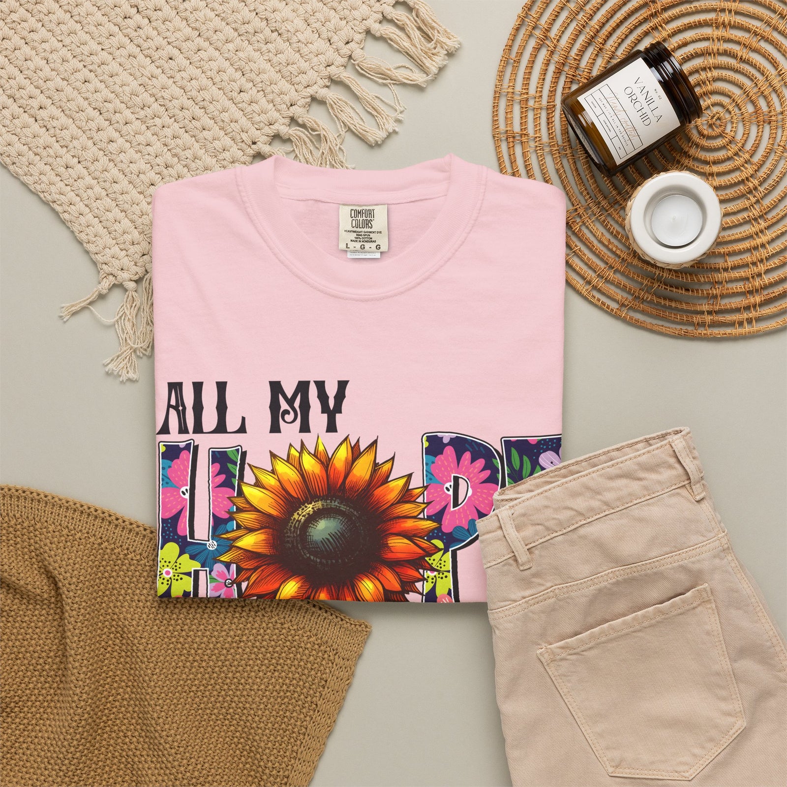 T-Shirt — "All My Hope Is in Jesus" Sunflower Faith Tee