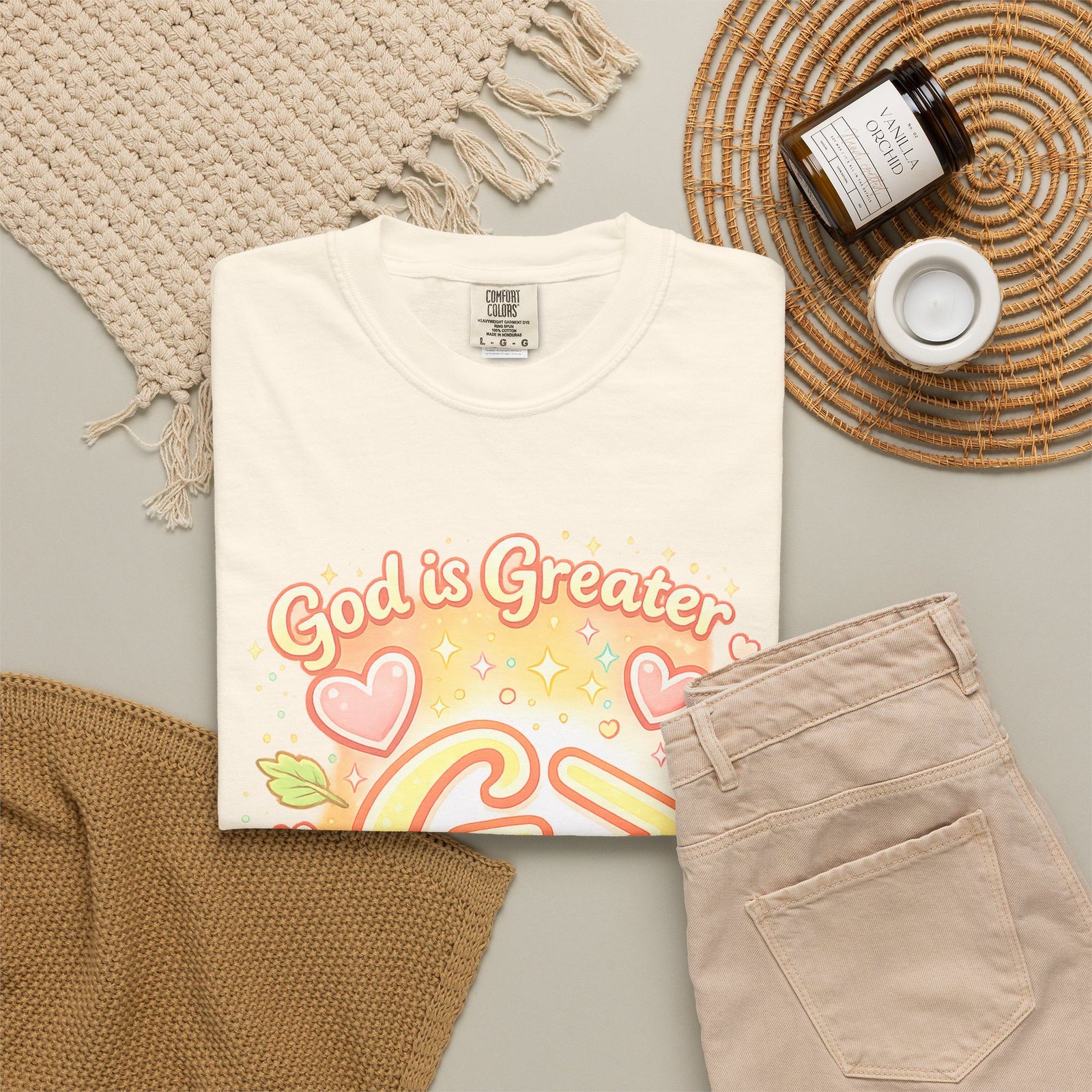 God's Greater Tee — Cute Floral Christian Graphic T-Shirt