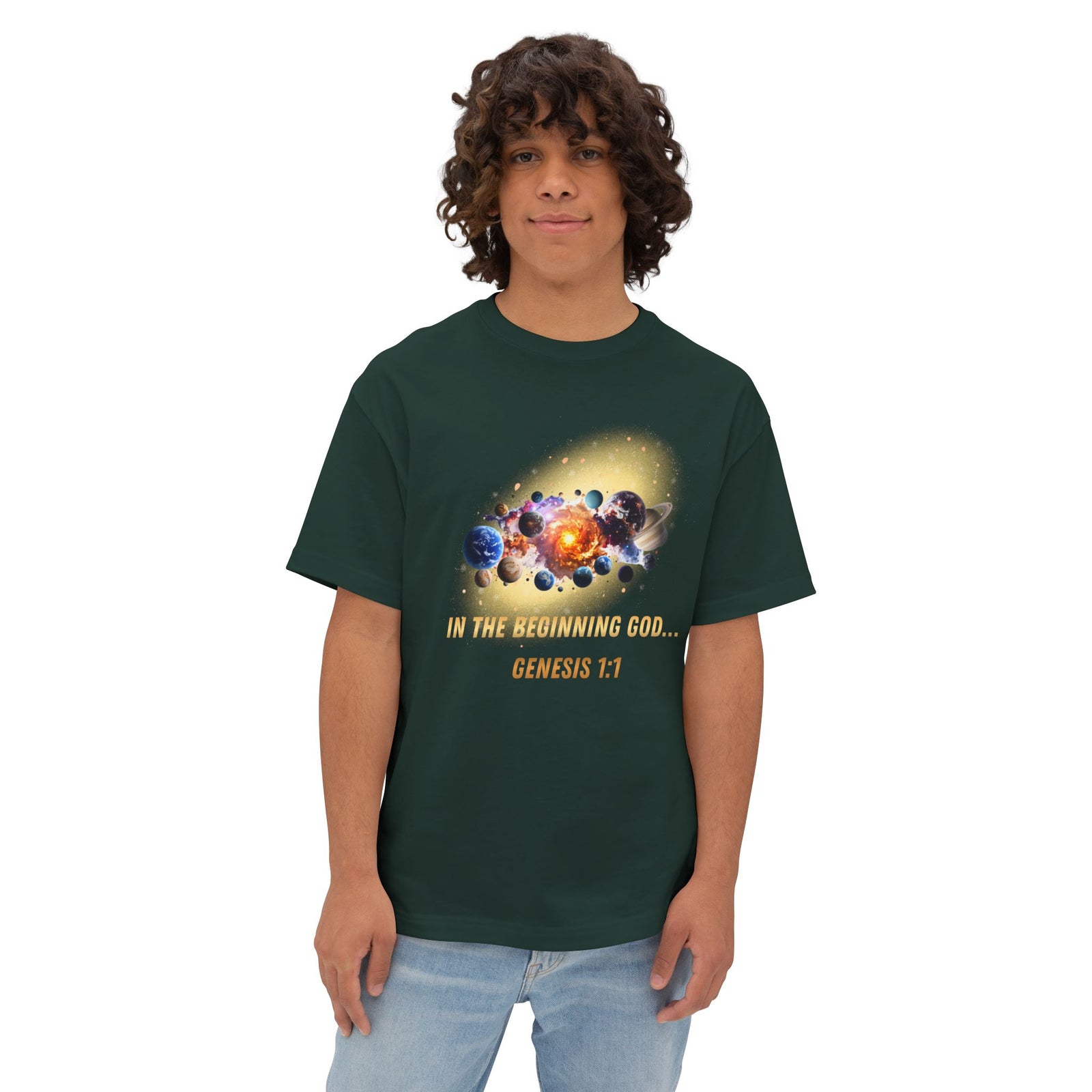Genesis 1:1 Creation Tee — Cosmic Bible Verse T-Shirt