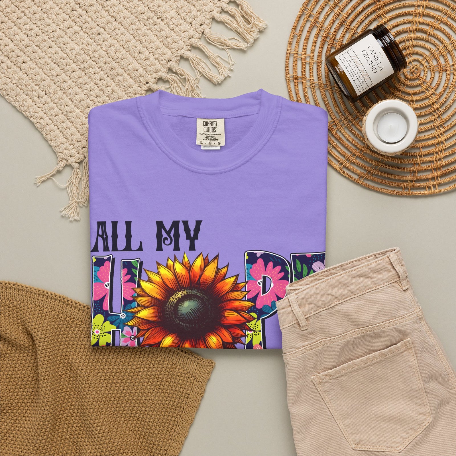T-Shirt — "All My Hope Is in Jesus" Sunflower Faith Tee