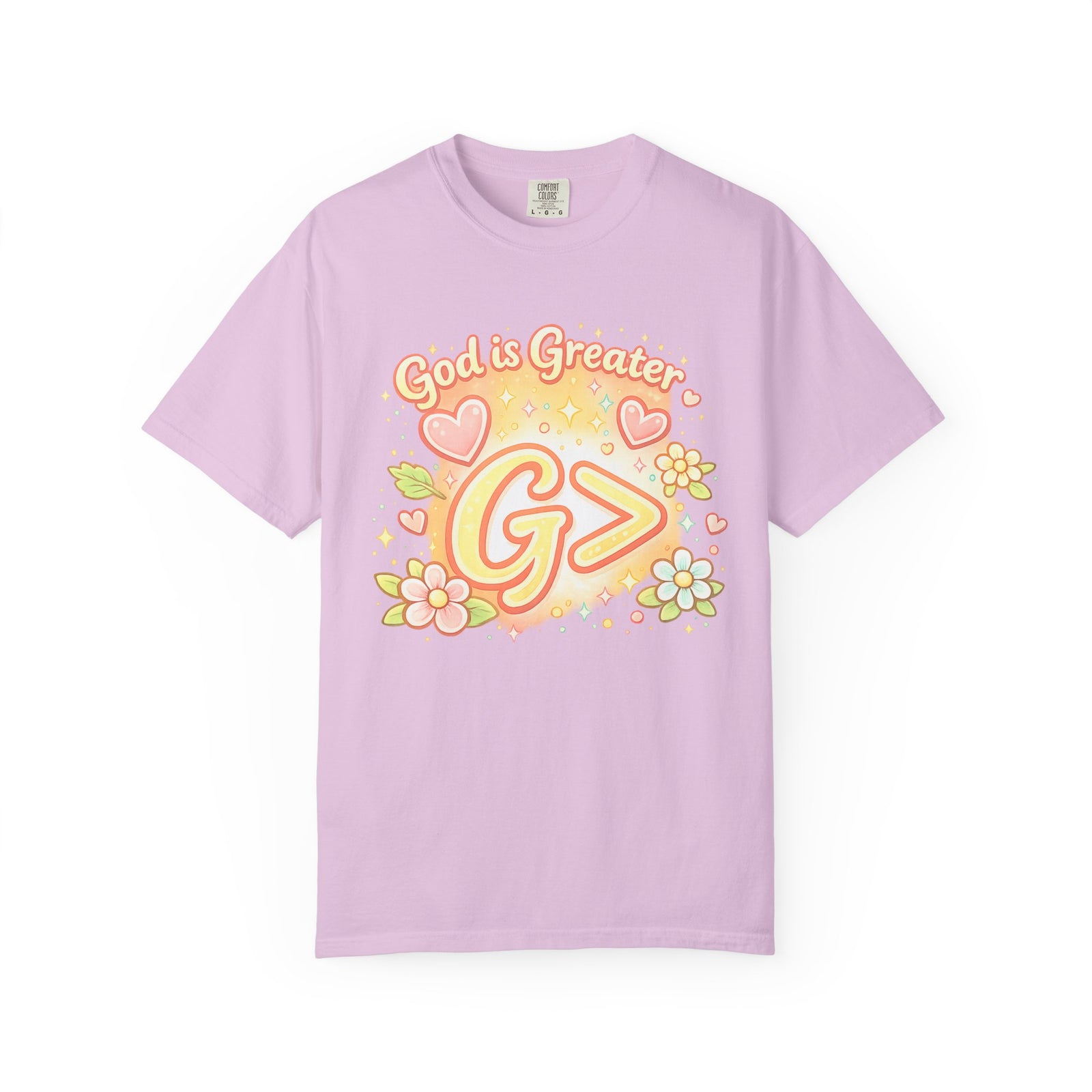 God's Greater Tee — Cute Floral Christian Graphic T-Shirt