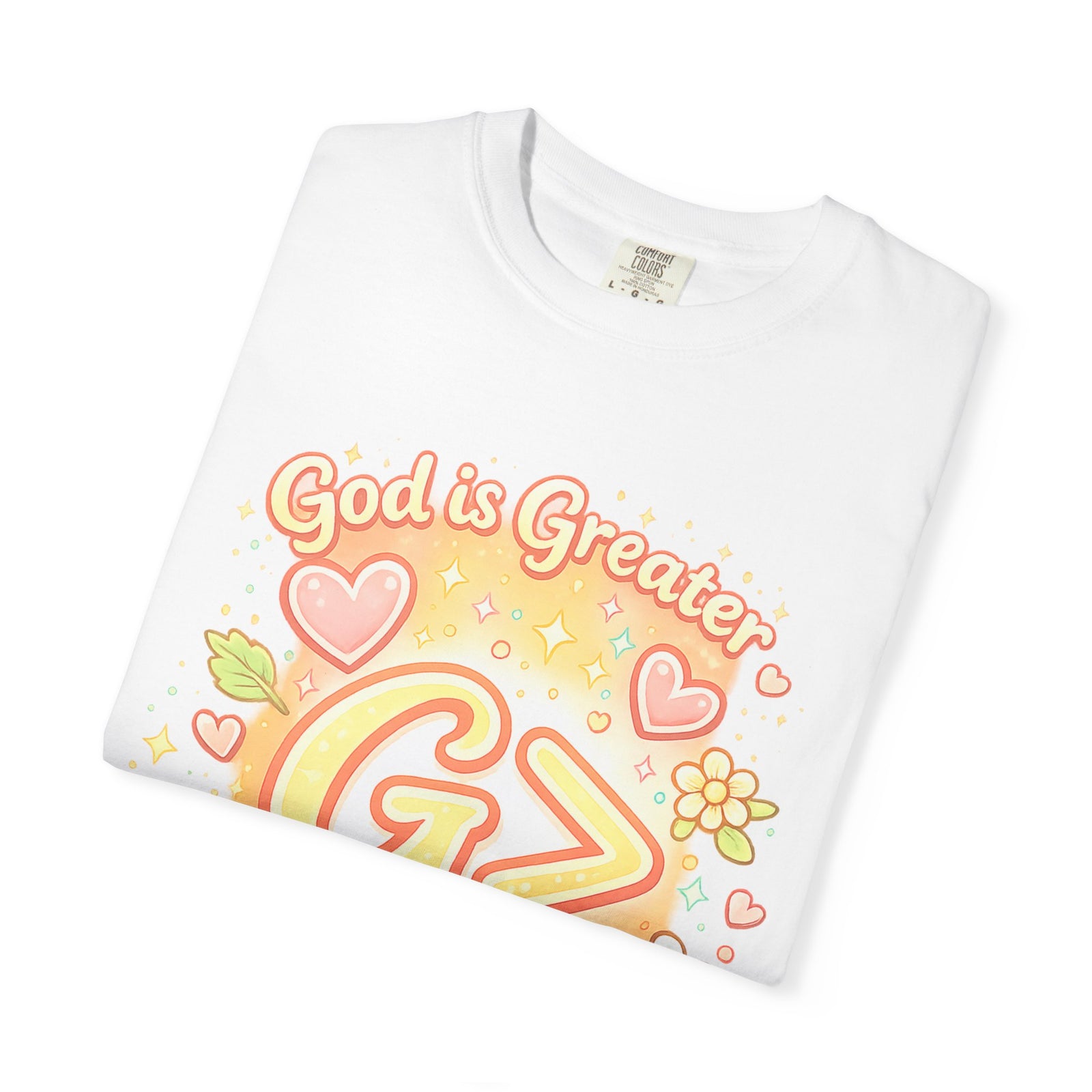 God's Greater Tee — Cute Floral Christian Graphic T-Shirt