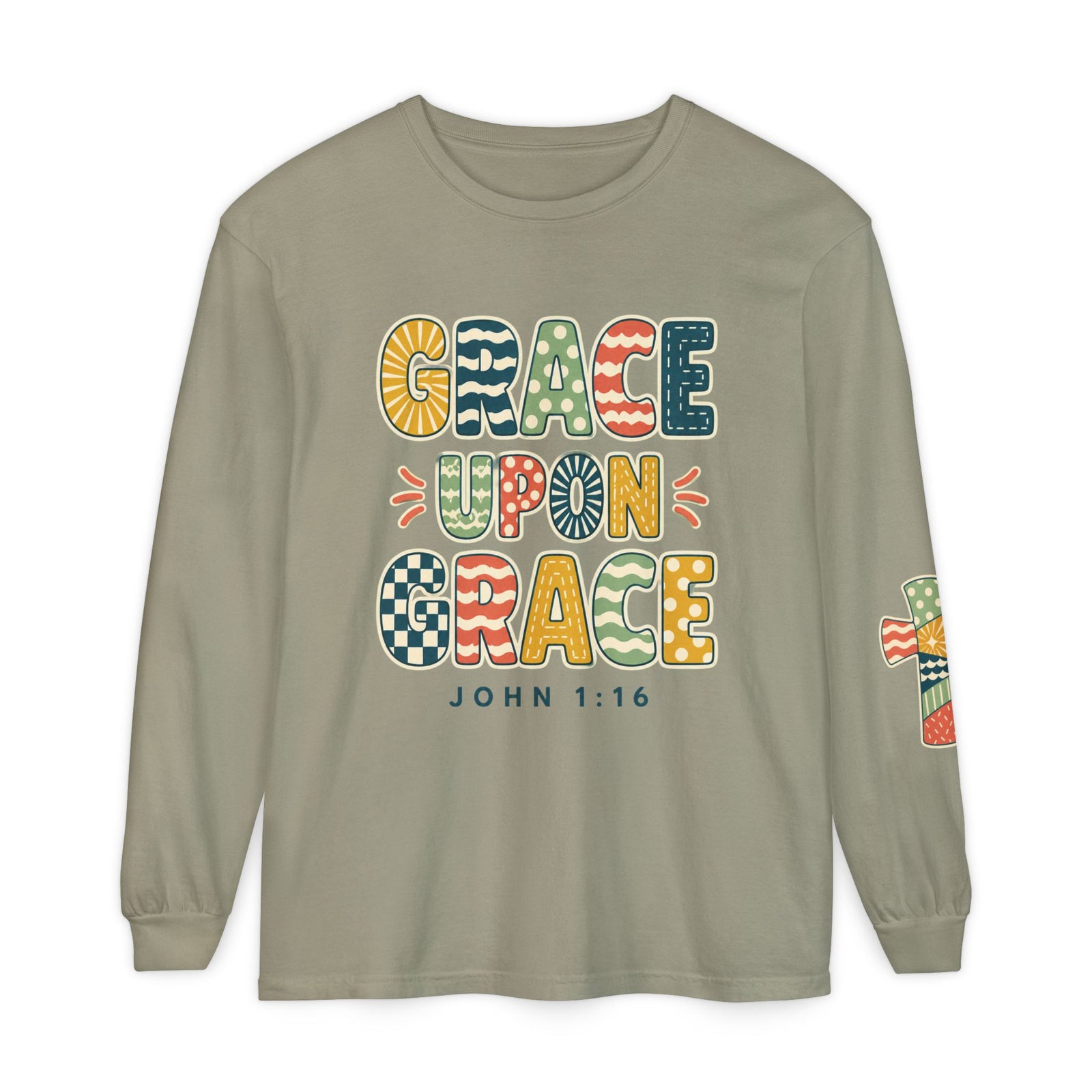Grace Upon Grace Long Sleeve T-Shirt — John 1:16 Christian Tee