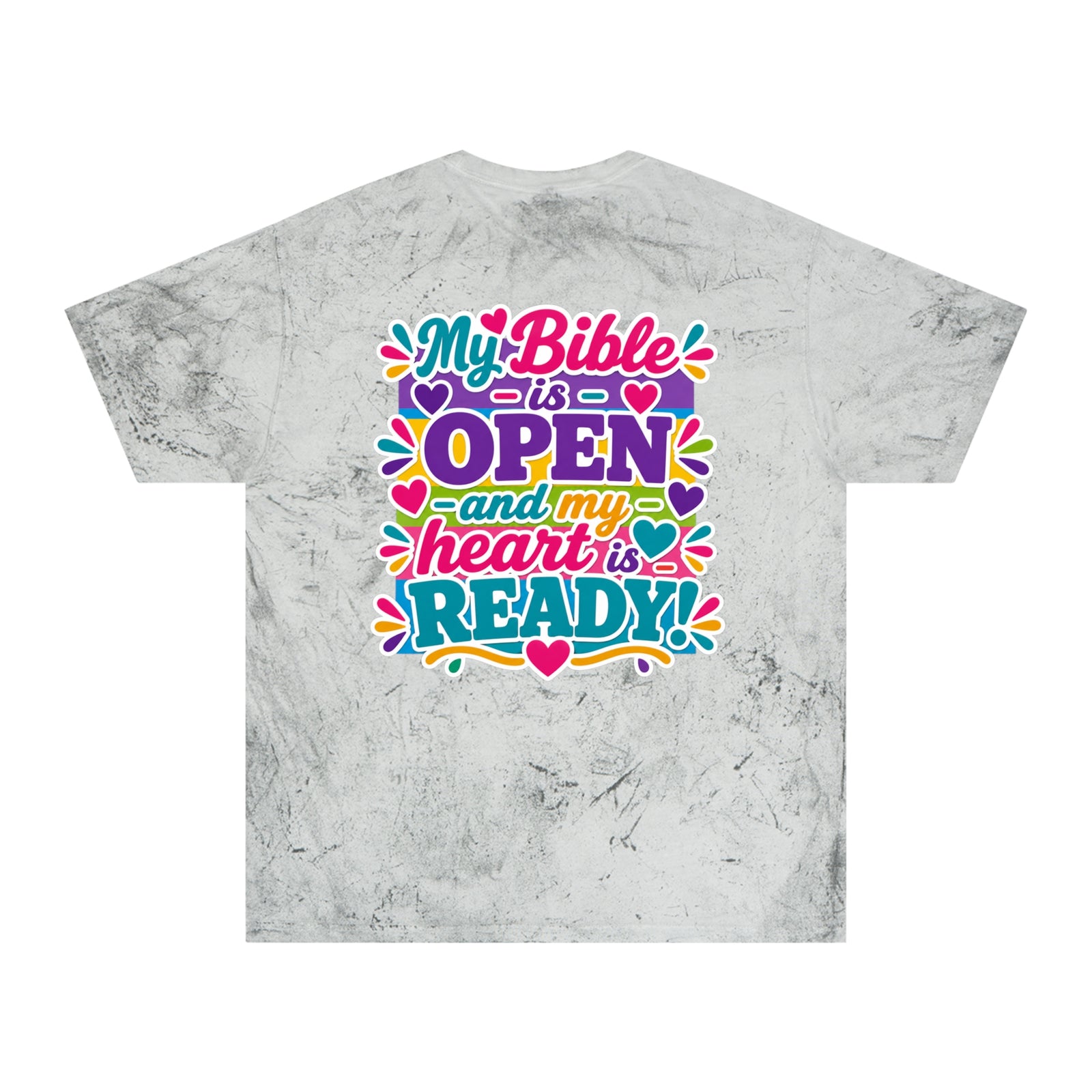 Christian Tie-Dye T-Shirt — “My Bible is Open and My Heart is Ready” Colorful Faith Tee