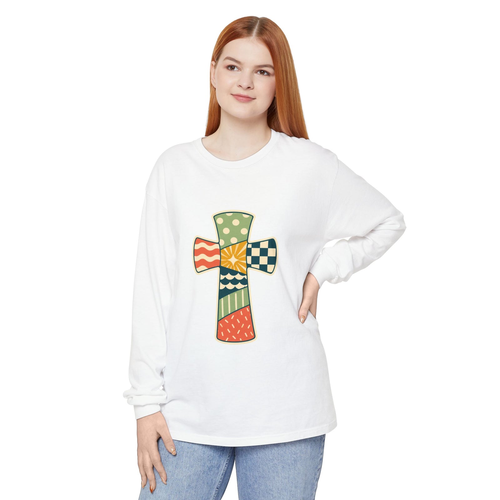 Patchwork Cross Long Sleeve T-Shirt