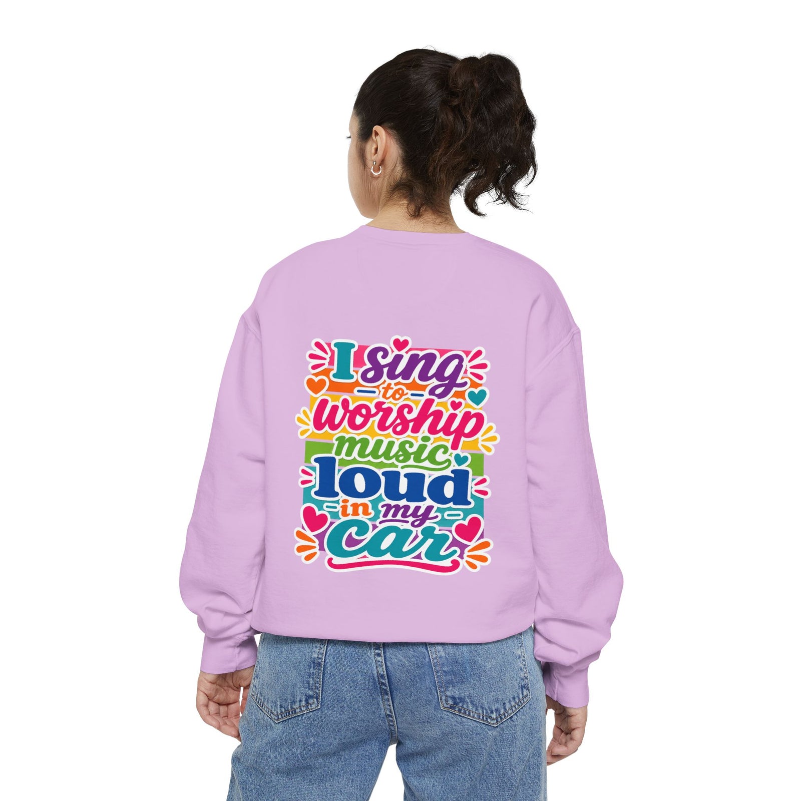 Worship Music Sweatshirt — "I Sing to Worship Music Loud in My Car" Crewneck