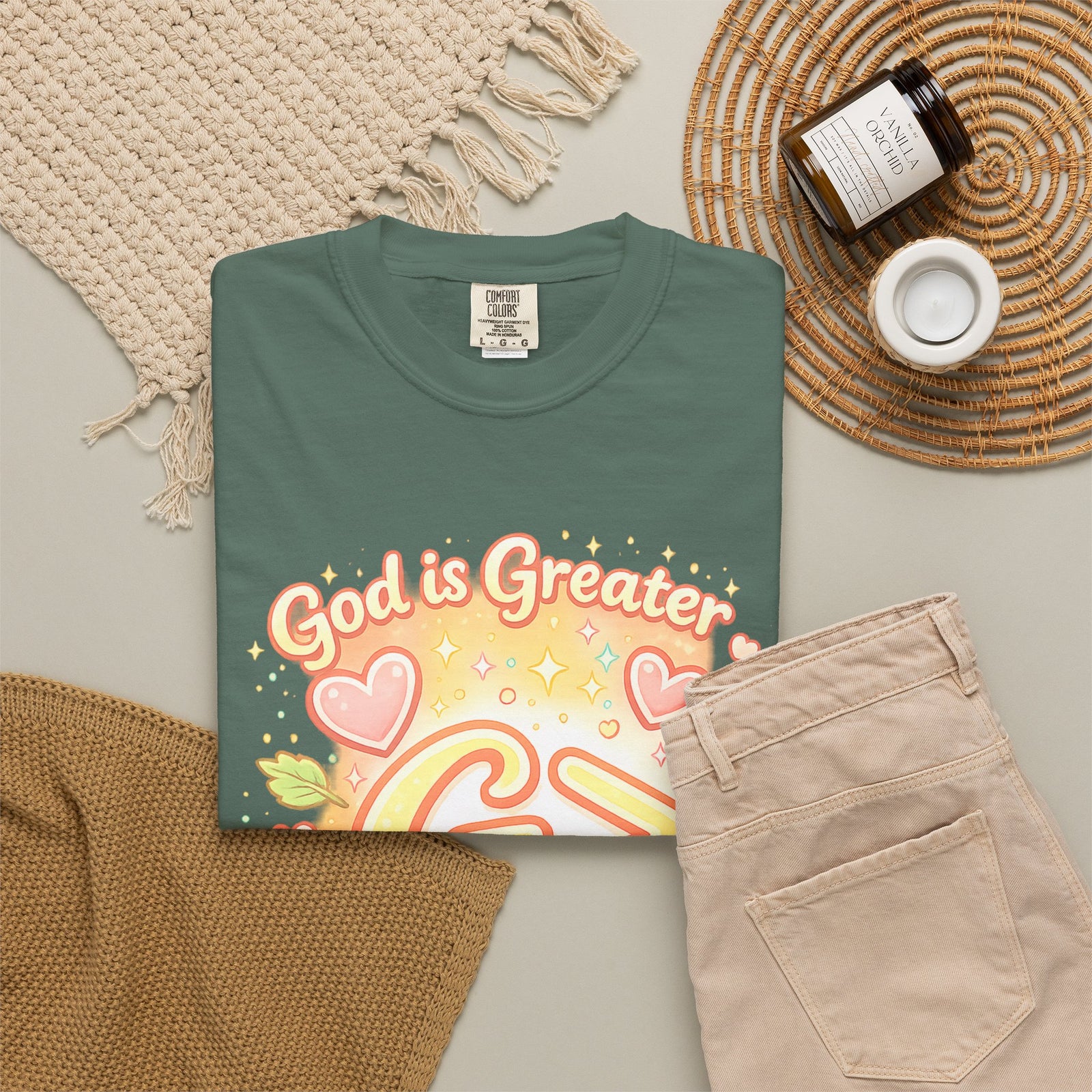 God's Greater Tee — Cute Floral Christian Graphic T-Shirt