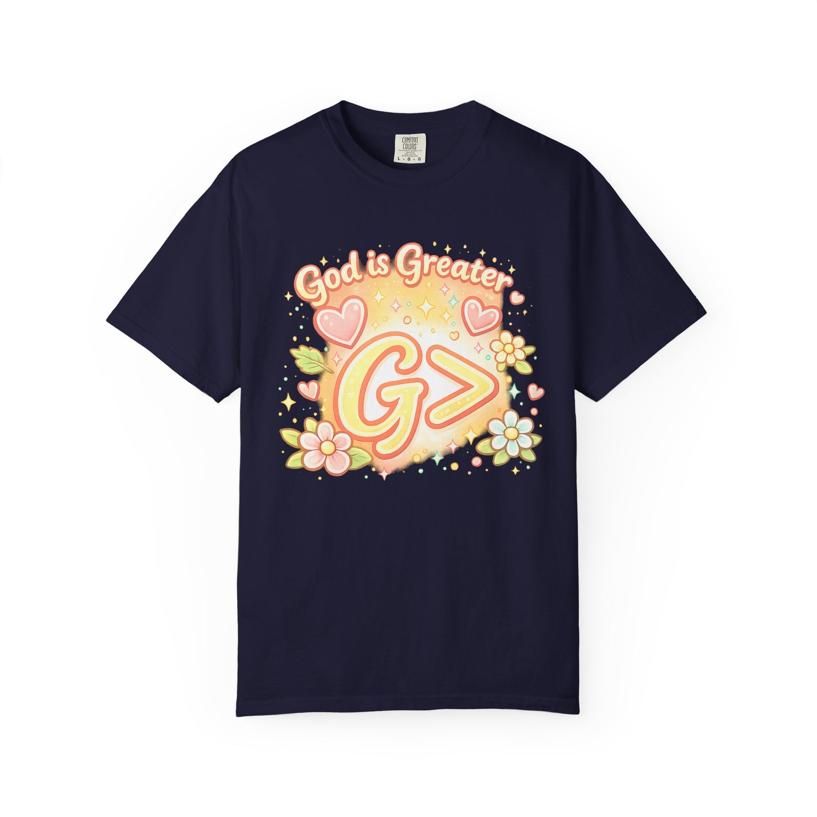 God's Greater Tee — Cute Floral Christian Graphic T-Shirt