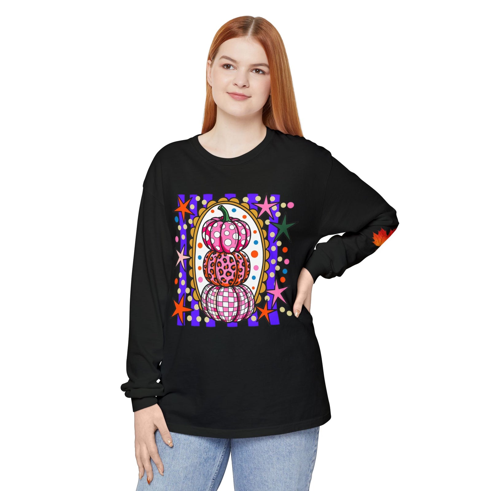 Autumn Pop Art Pumpkin Long Sleeve Shirt