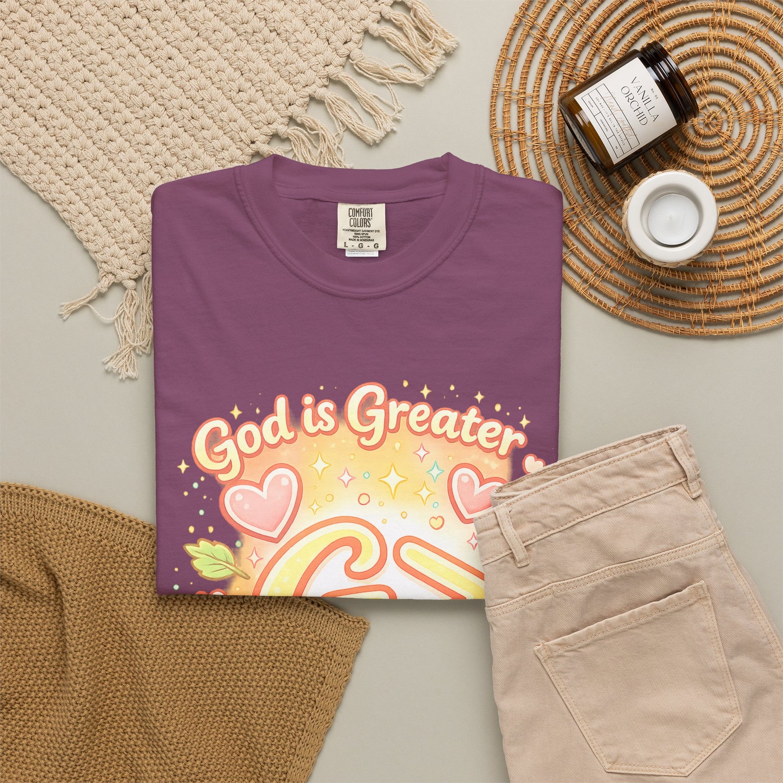 God's Greater Tee — Cute Floral Christian Graphic T-Shirt