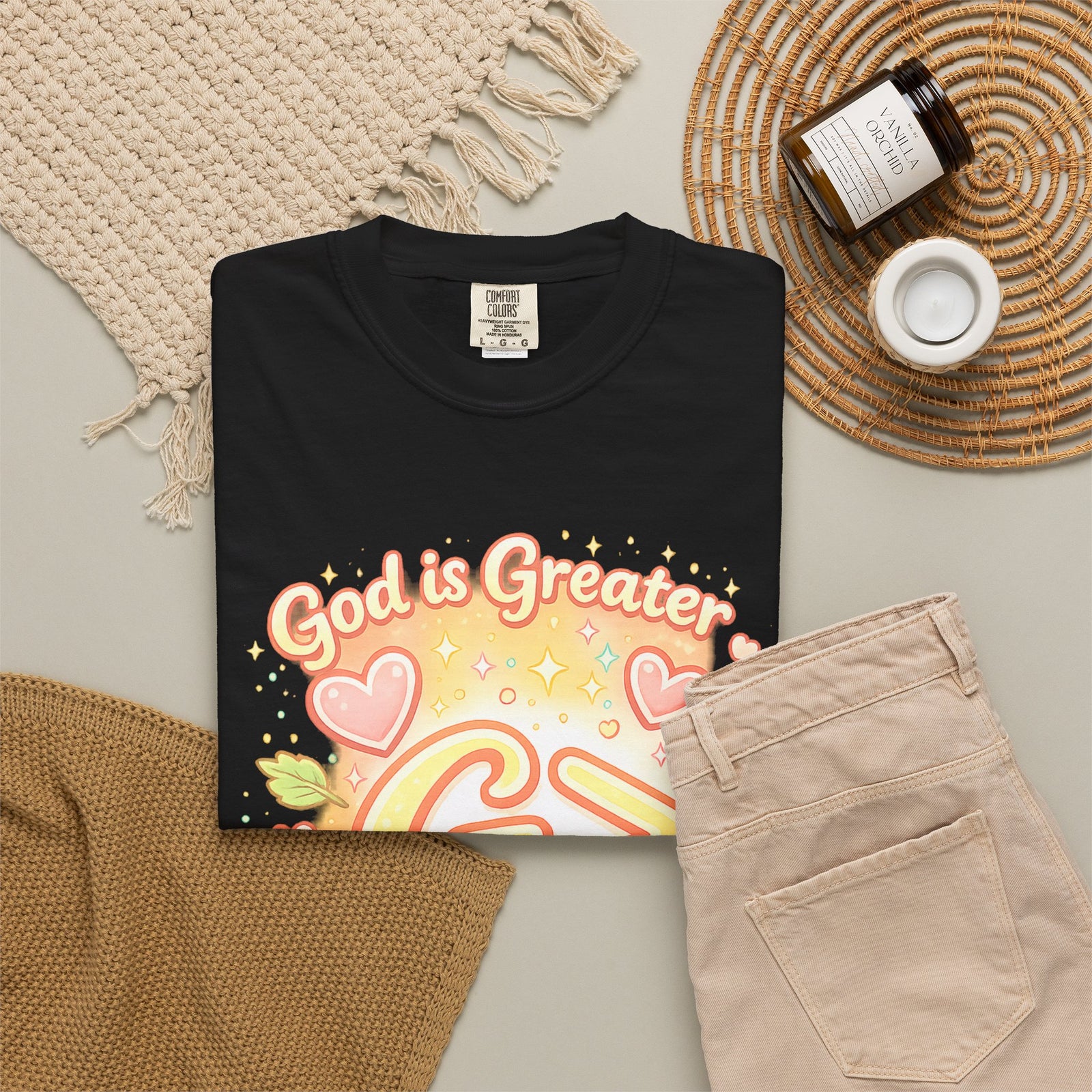 God's Greater Tee — Cute Floral Christian Graphic T-Shirt