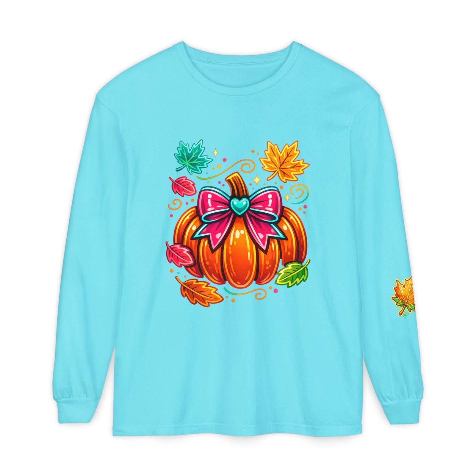 Autumn Pumpkin Bow Long Sleeve Tee