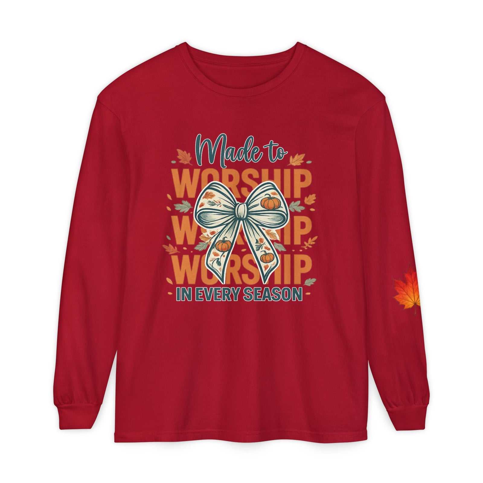 Long Sleeve Tee — "Made to Worship in Every Season" Fall Faith Shirt