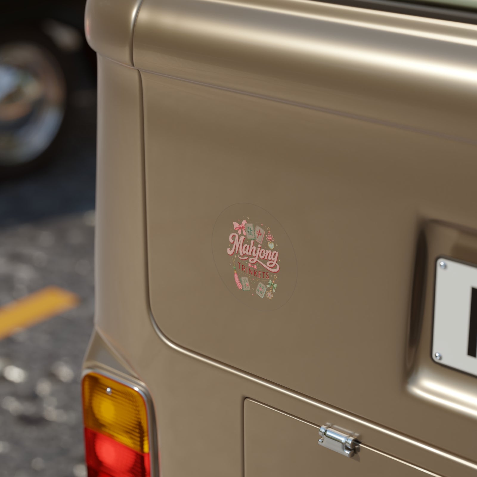 Mahjong Trinkets Round Sticker — Transparent Outdoor Vinyl
