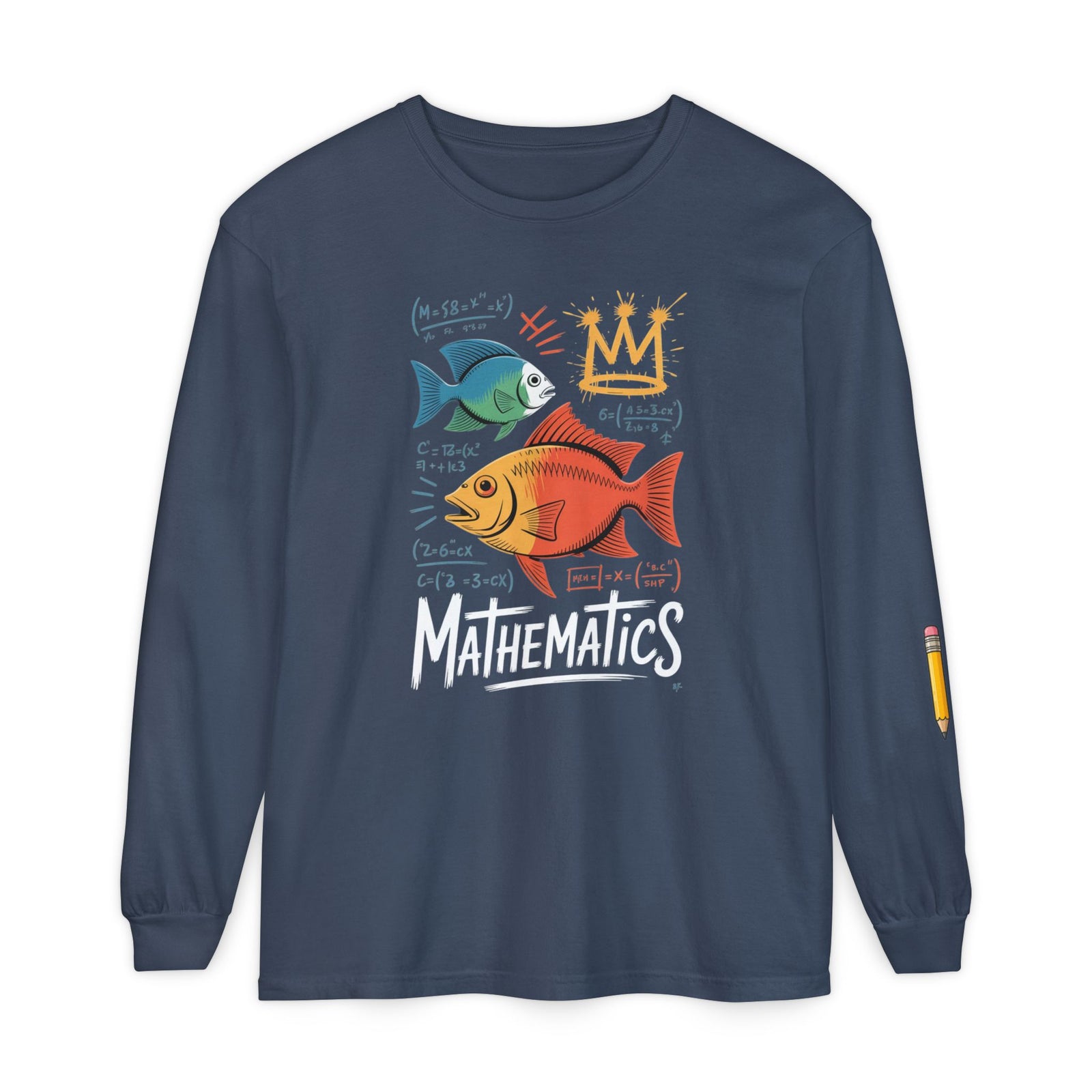 Fish Math Long Sleeve Tee — Cute Brainy Fish Graphic Shirt