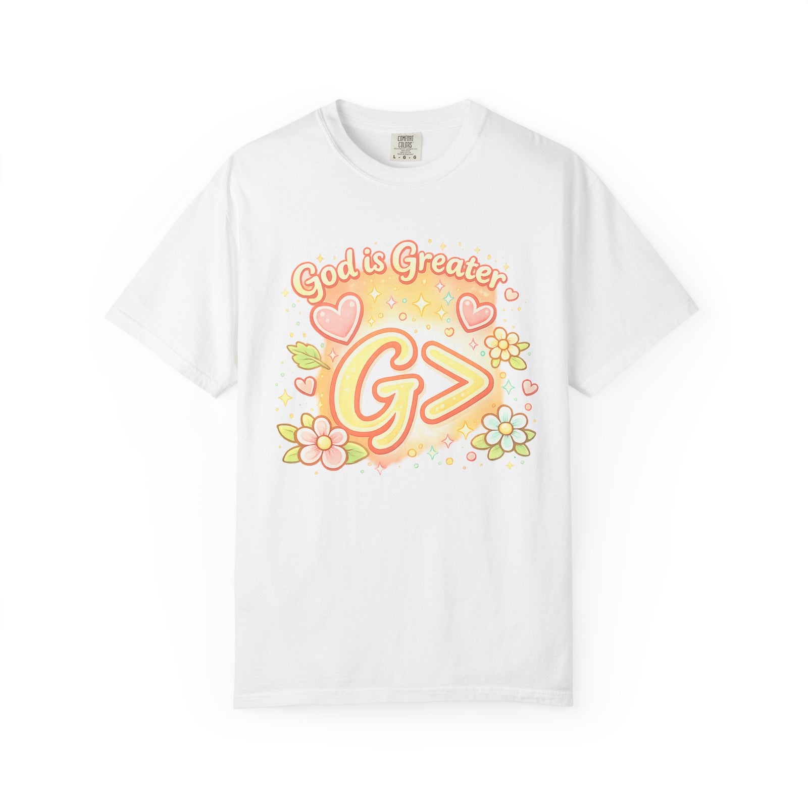 God's Greater Tee — Cute Floral Christian Graphic T-Shirt