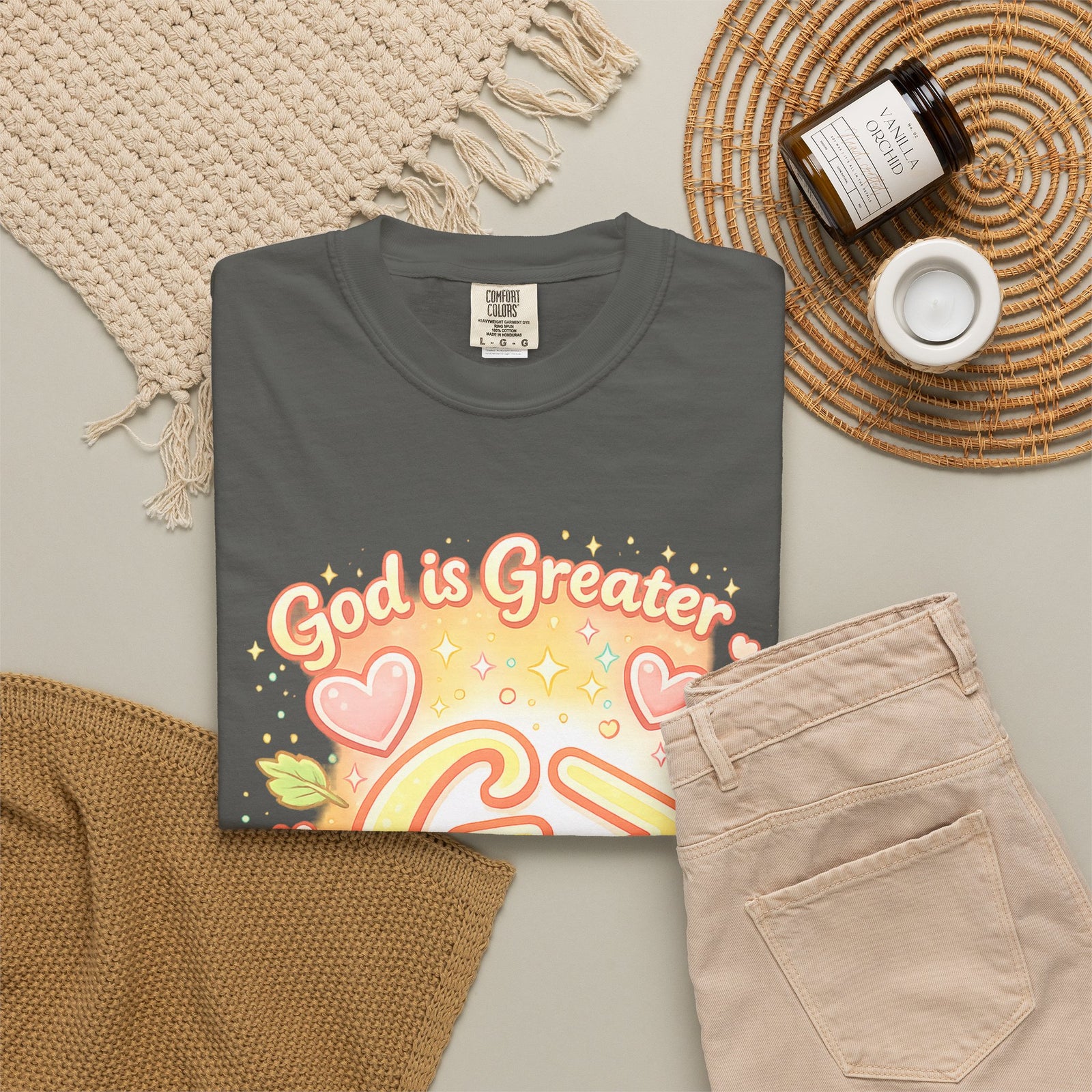 God's Greater Tee — Cute Floral Christian Graphic T-Shirt