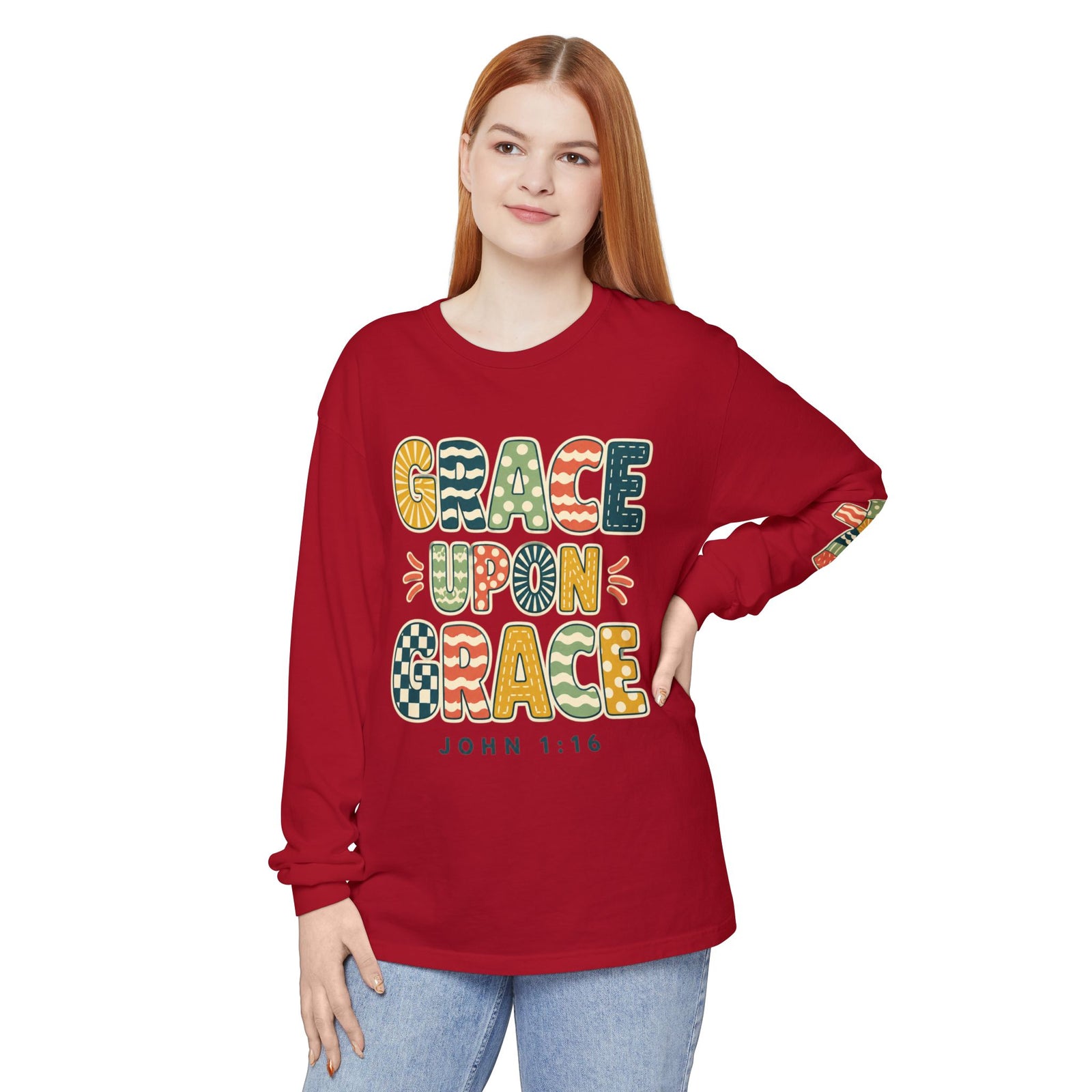 Grace Upon Grace Long Sleeve T-Shirt — John 1:16 Christian Tee