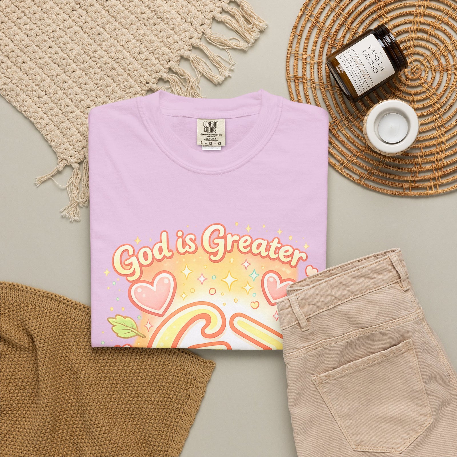 God's Greater Tee — Cute Floral Christian Graphic T-Shirt