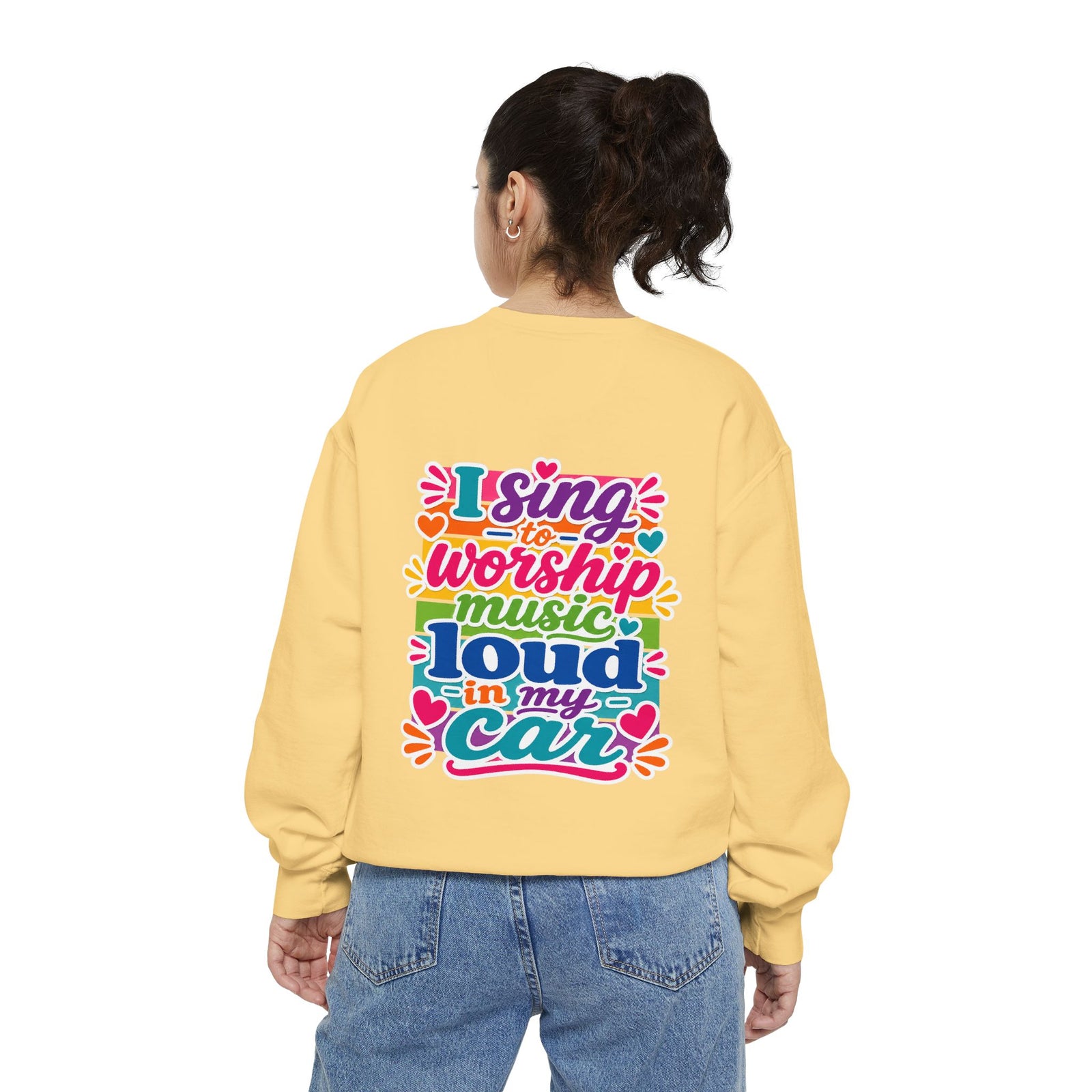 Worship Music Sweatshirt — "I Sing to Worship Music Loud in My Car" Crewneck