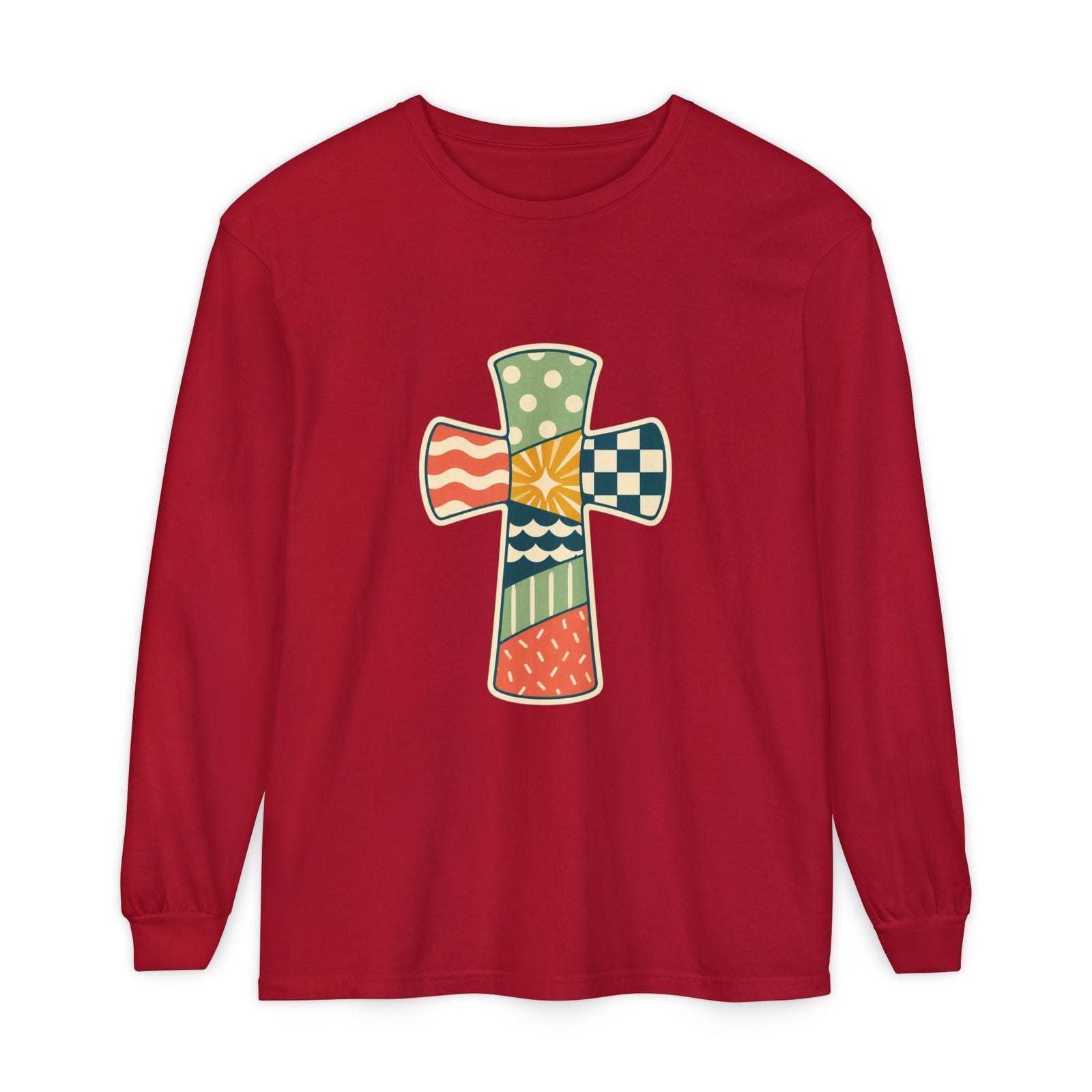 Patchwork Cross Long Sleeve T-Shirt