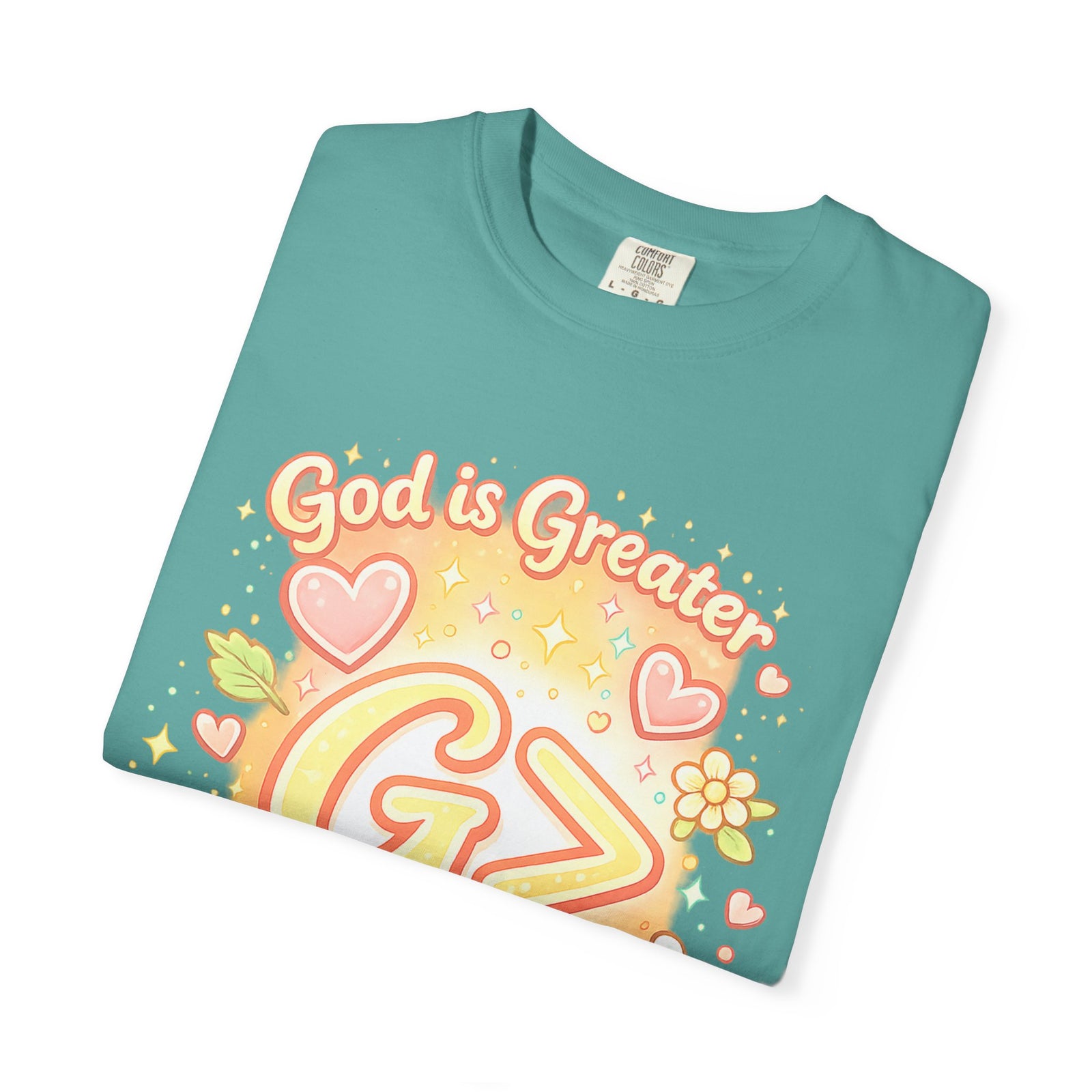 God's Greater Tee — Cute Floral Christian Graphic T-Shirt