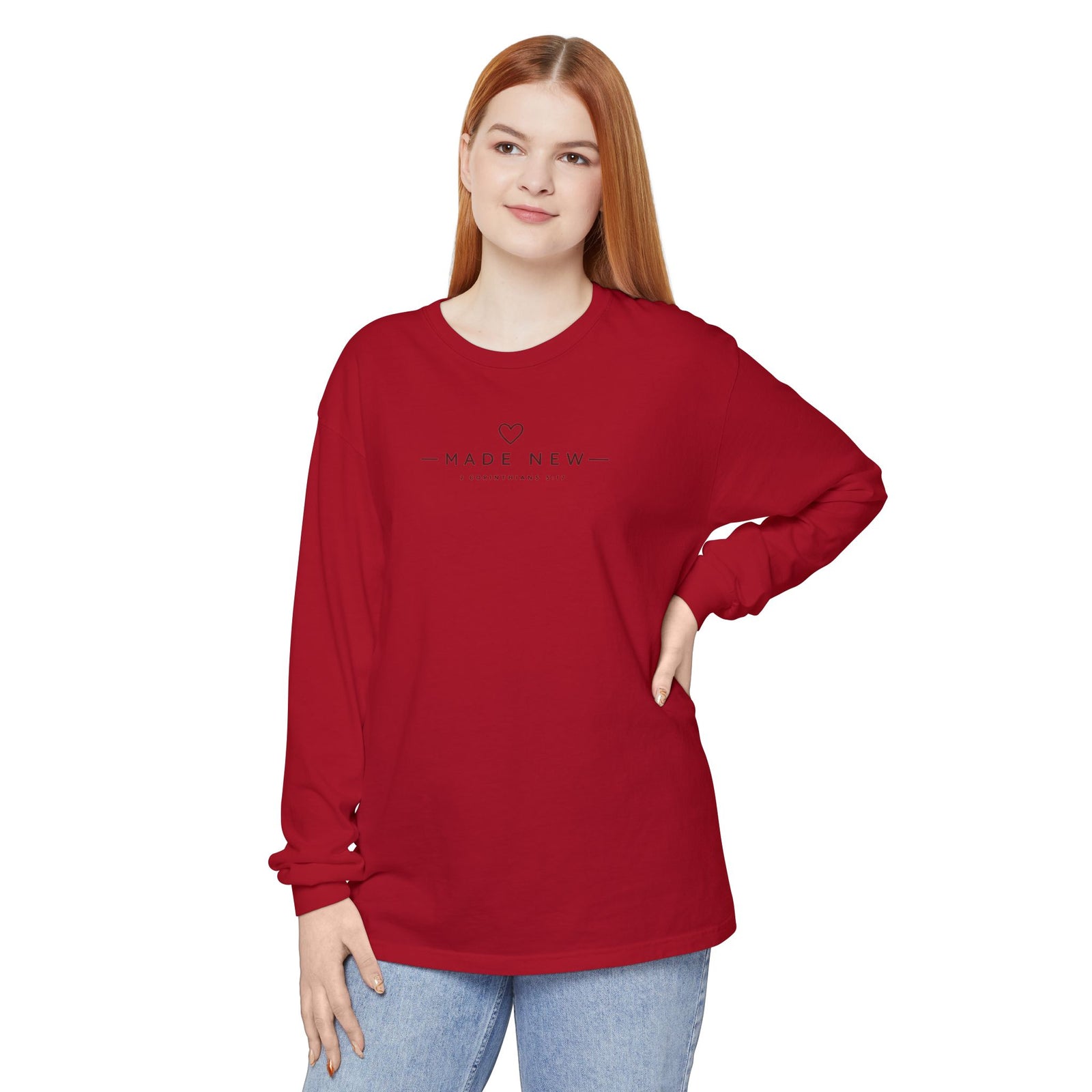 Made New Long Sleeve T-Shirt — Minimal Christian Faith Graphic