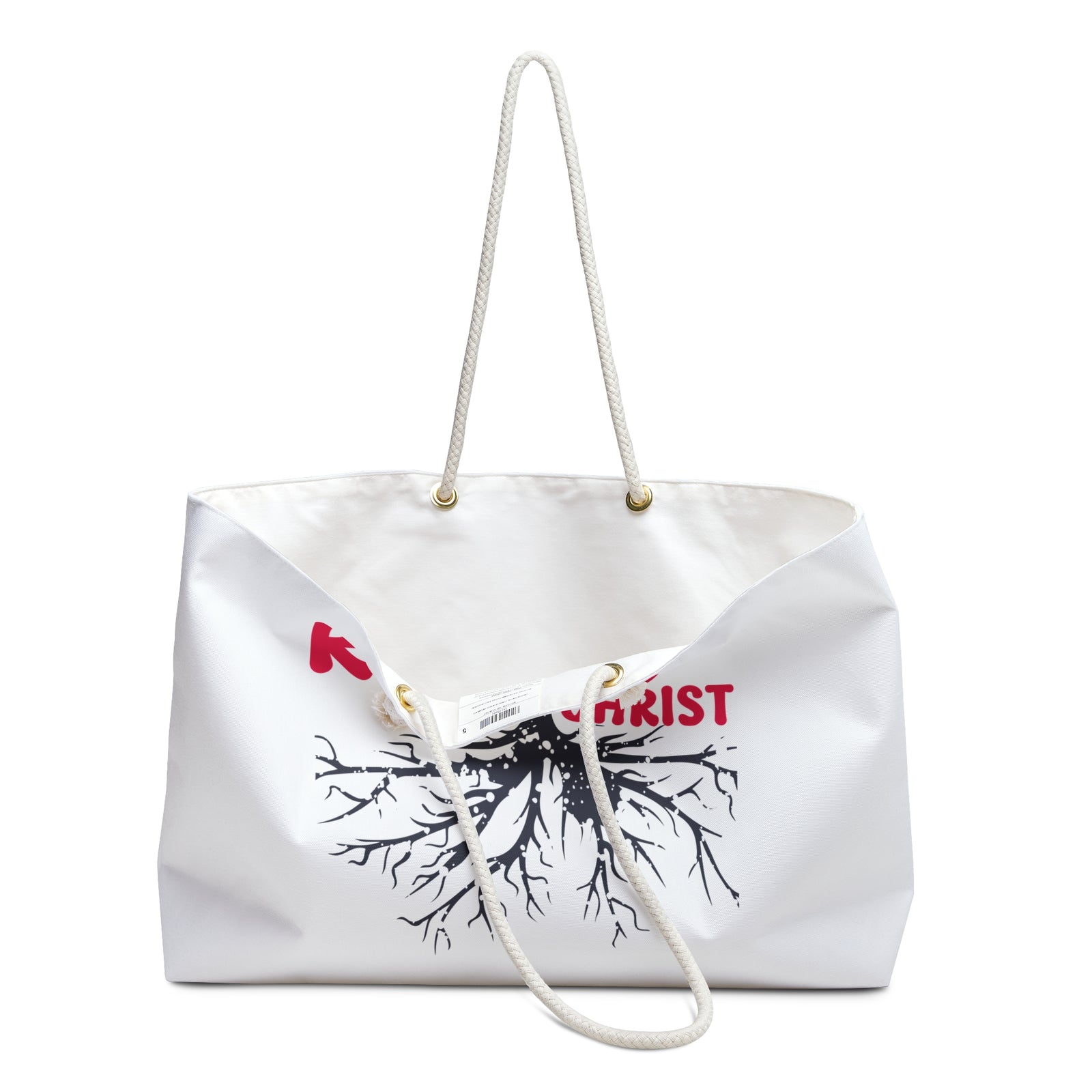 Rooted in Christ Weekender Bag — Christian Travel Tote with Cross & Roots Design