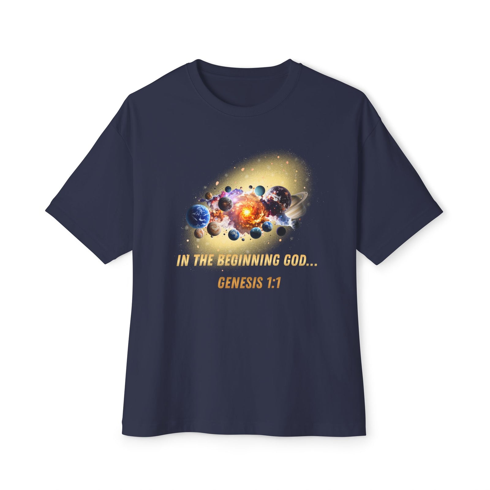 Genesis 1:1 Creation Tee — Cosmic Bible Verse T-Shirt