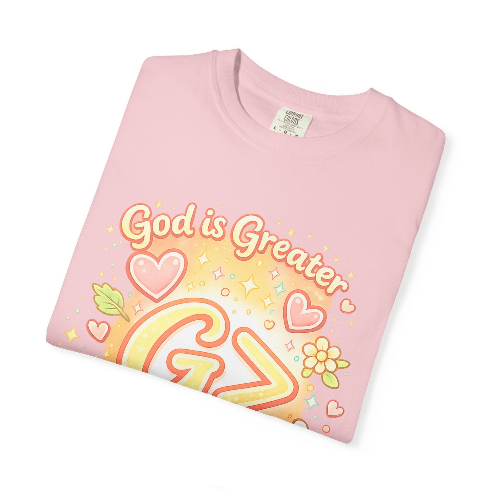 God's Greater Tee — Cute Floral Christian Graphic T-Shirt