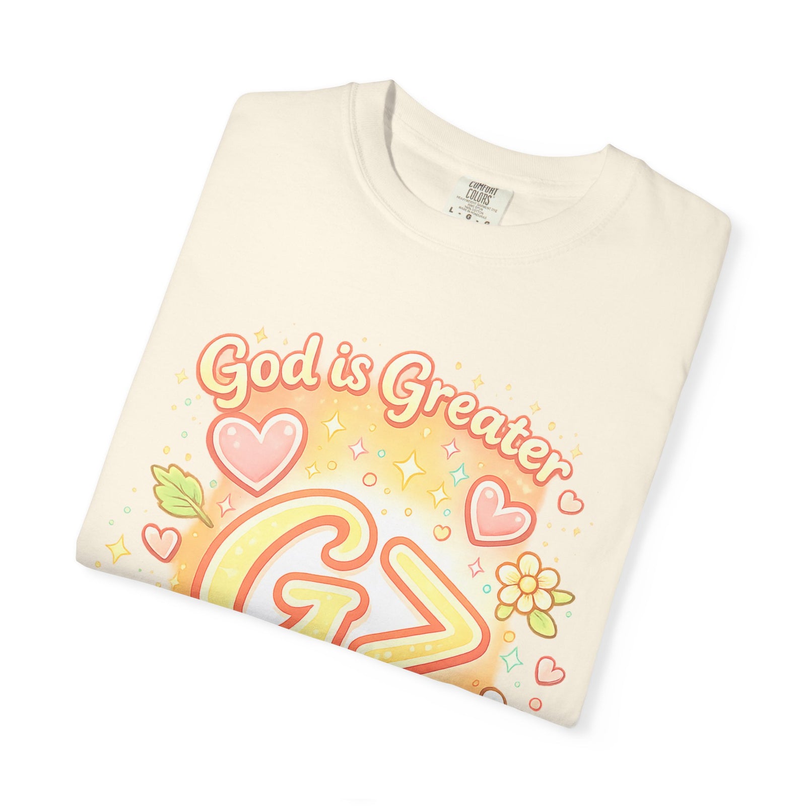 God's Greater Tee — Cute Floral Christian Graphic T-Shirt