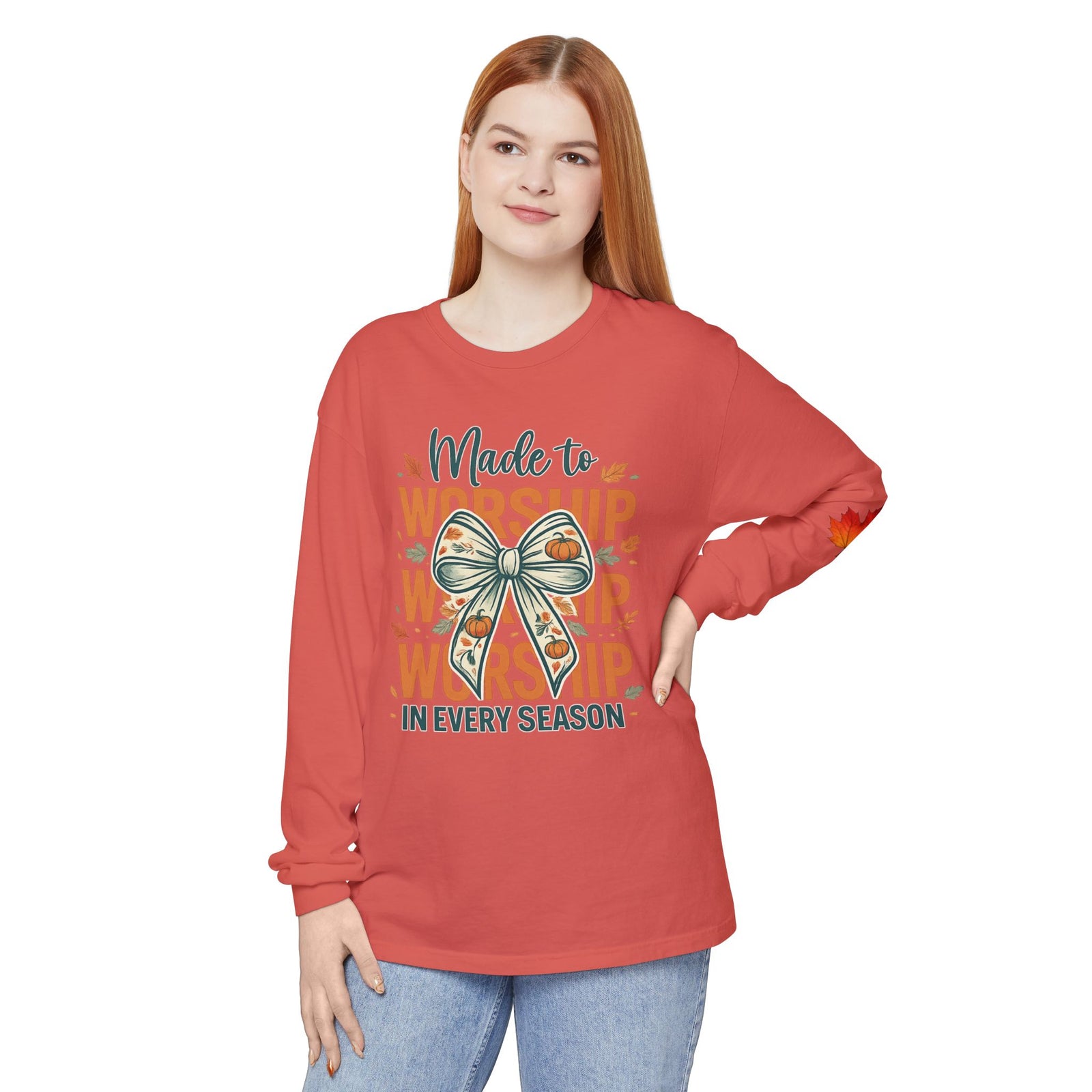 Long Sleeve Tee — "Made to Worship in Every Season" Fall Faith Shirt