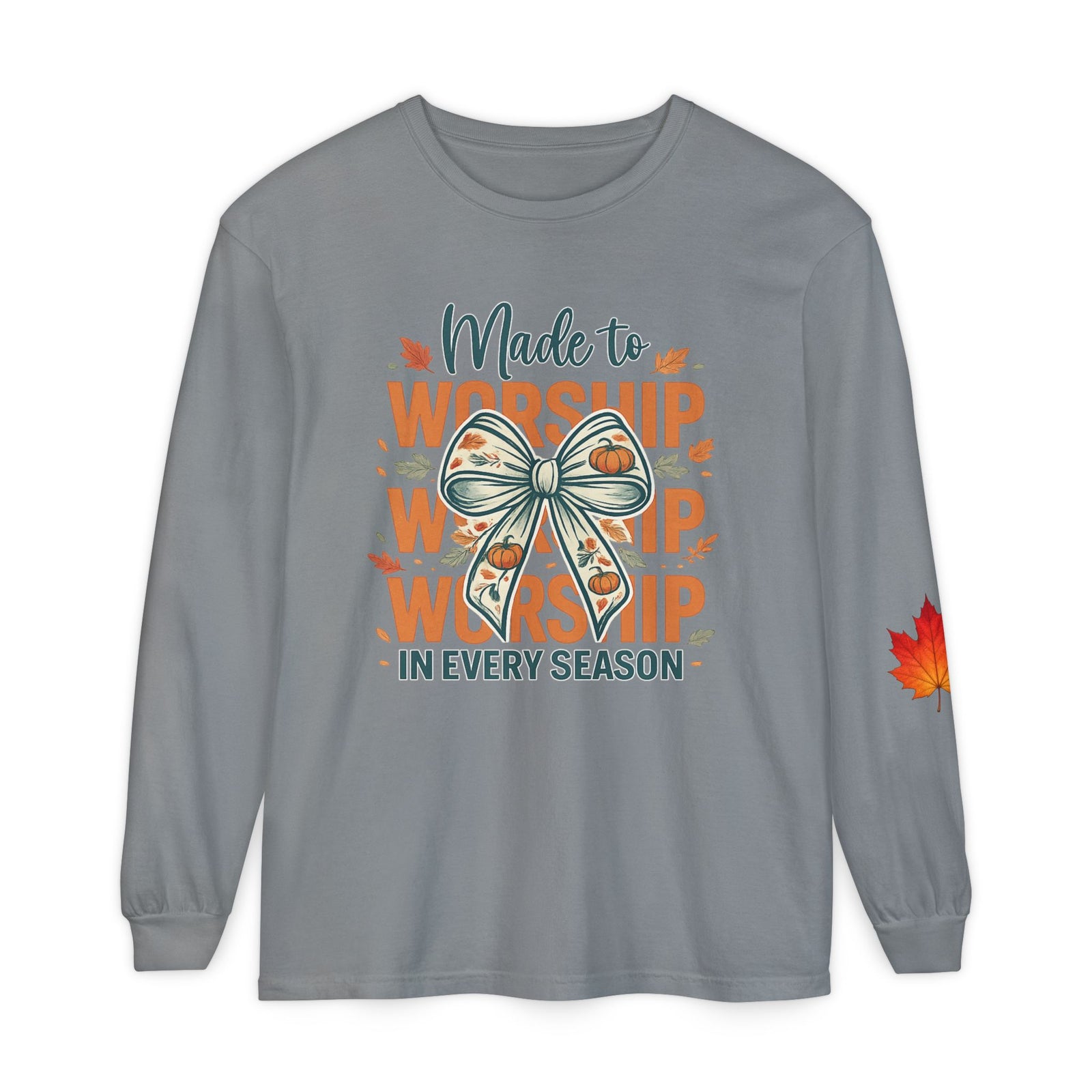 Long Sleeve Tee — "Made to Worship in Every Season" Fall Faith Shirt