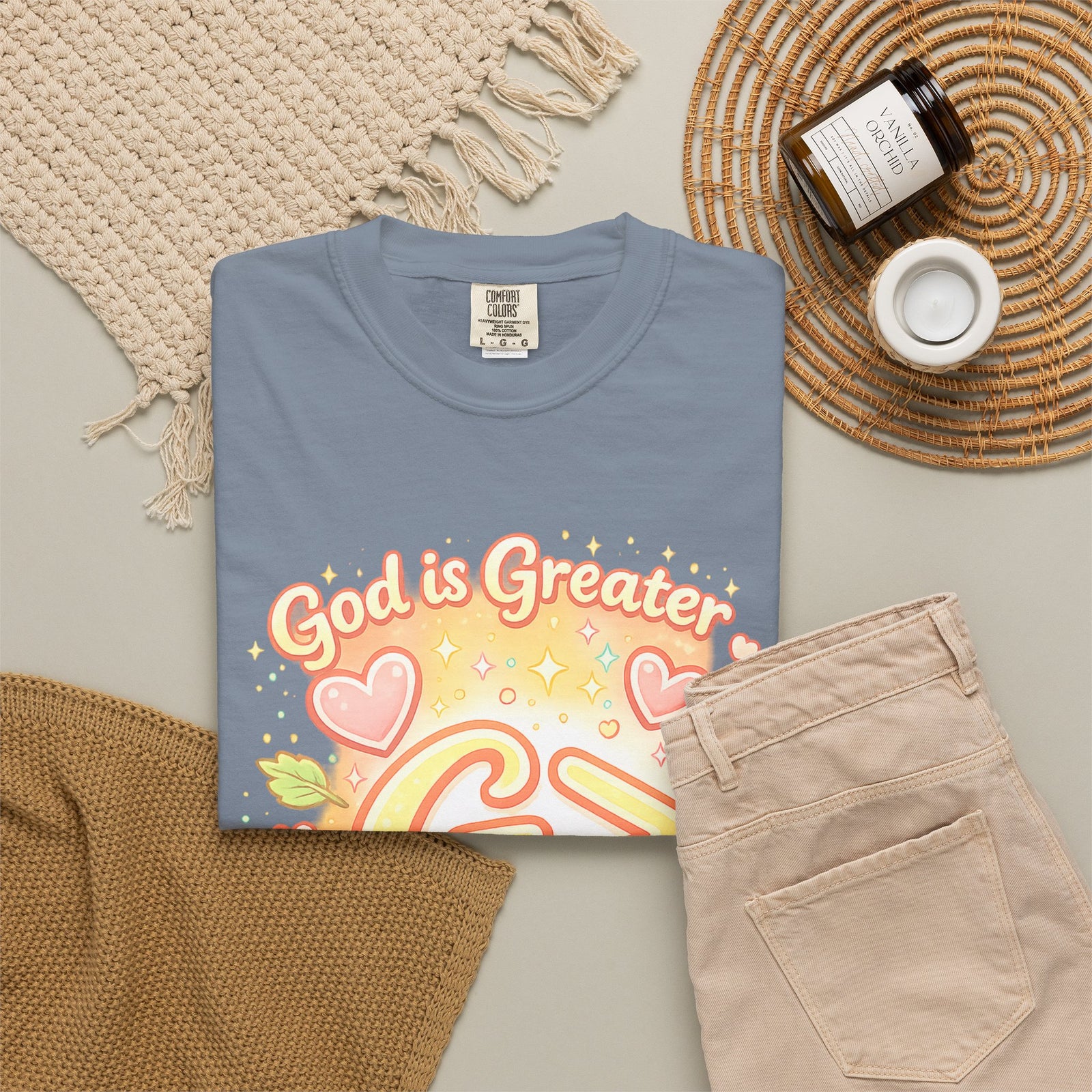 God's Greater Tee — Cute Floral Christian Graphic T-Shirt