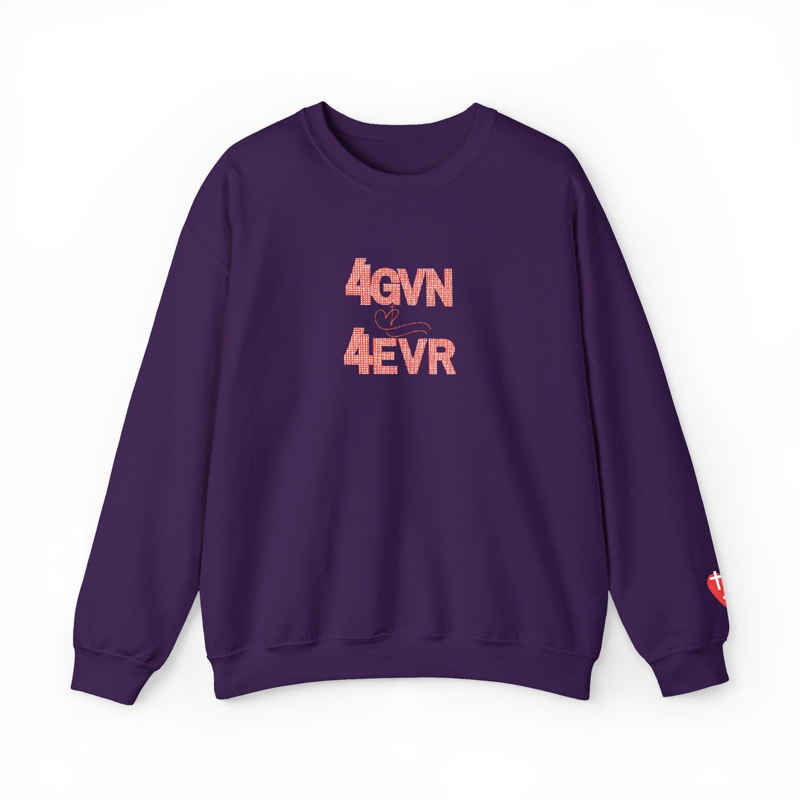 Crewneck Sweatshirt — 'AGAIN NEVER' Floral Text Design, White Cozy Pullover