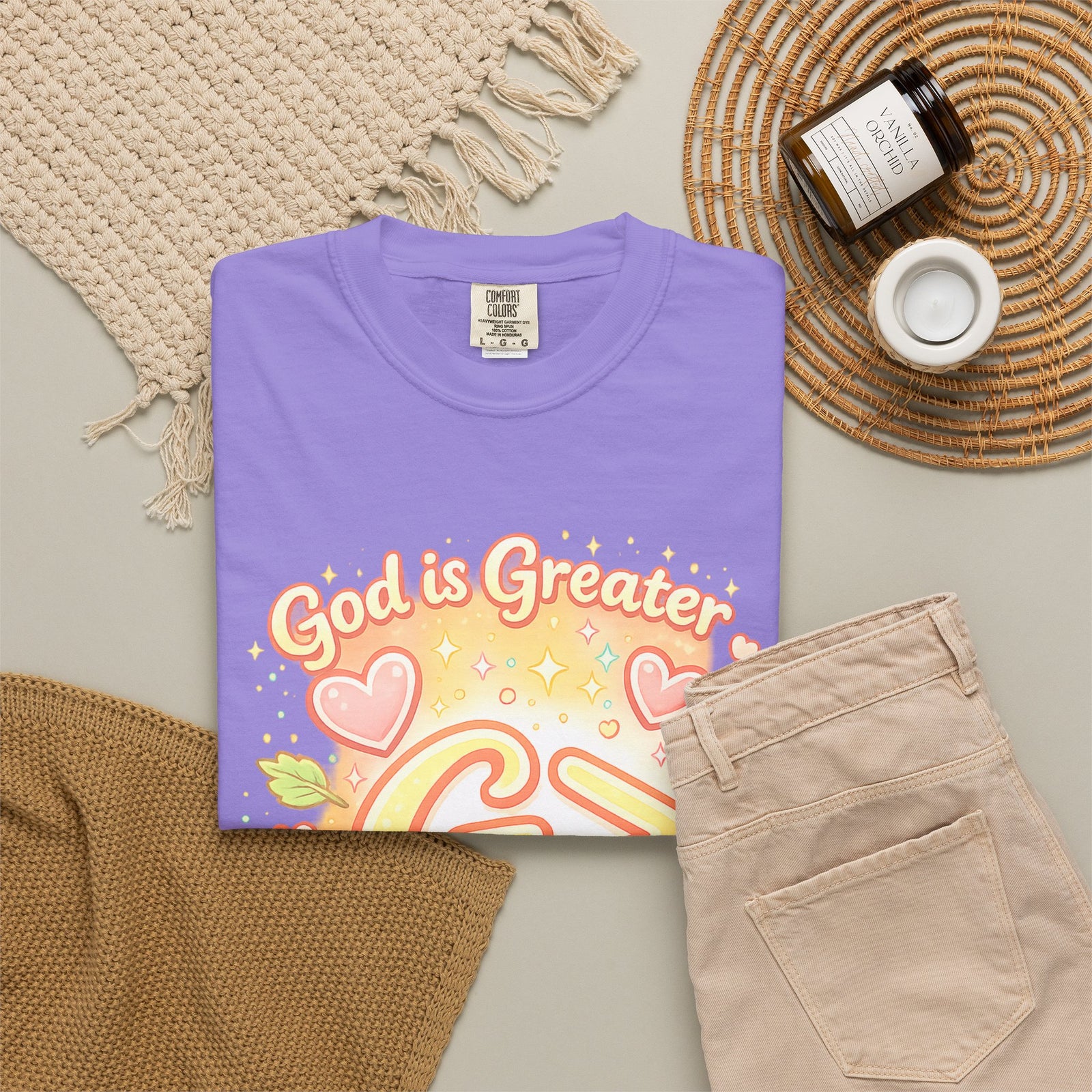 God's Greater Tee — Cute Floral Christian Graphic T-Shirt