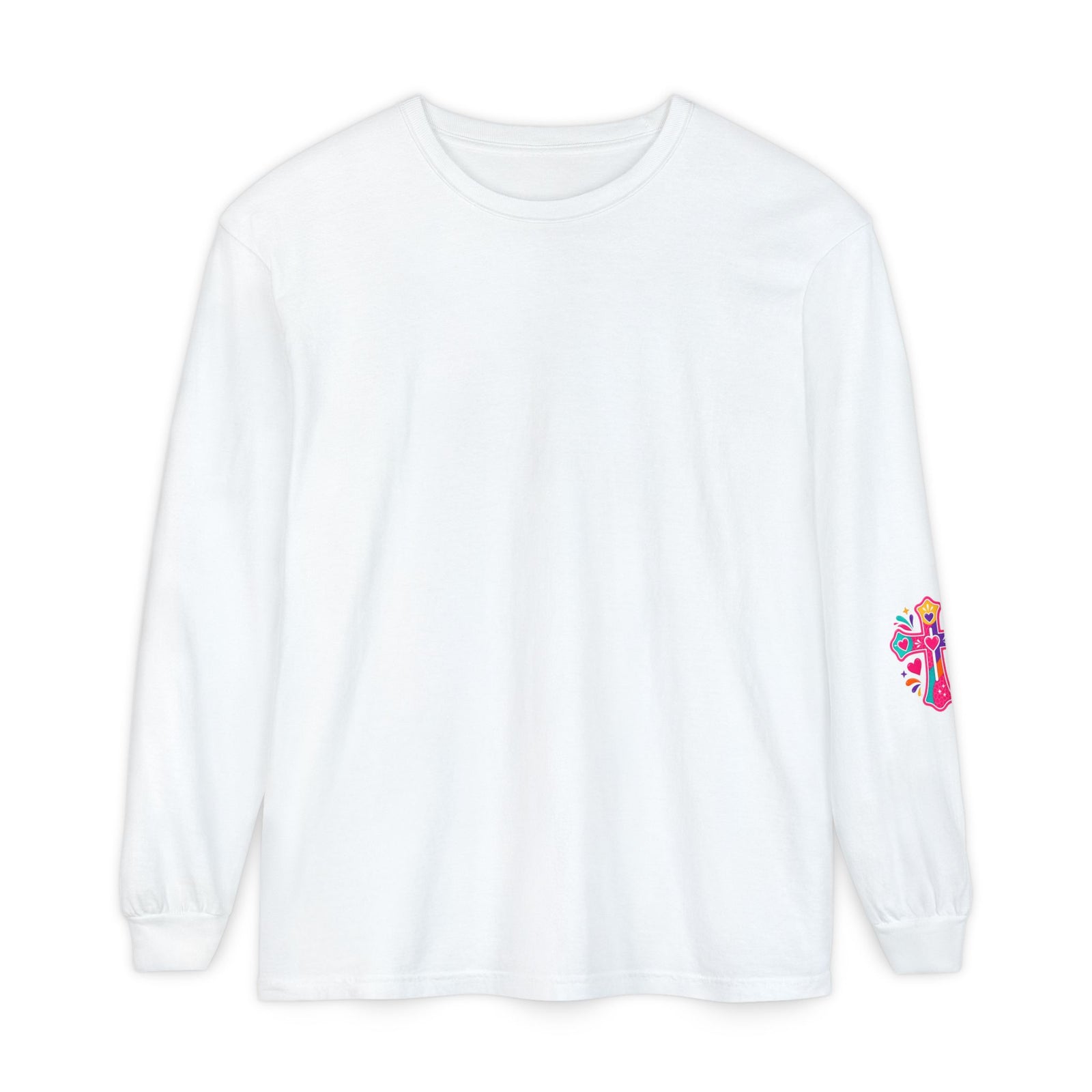 Long Sleeve T‑Shirt — "Warning I Tell Everyone About Jesus" Colorful Faith Graphic