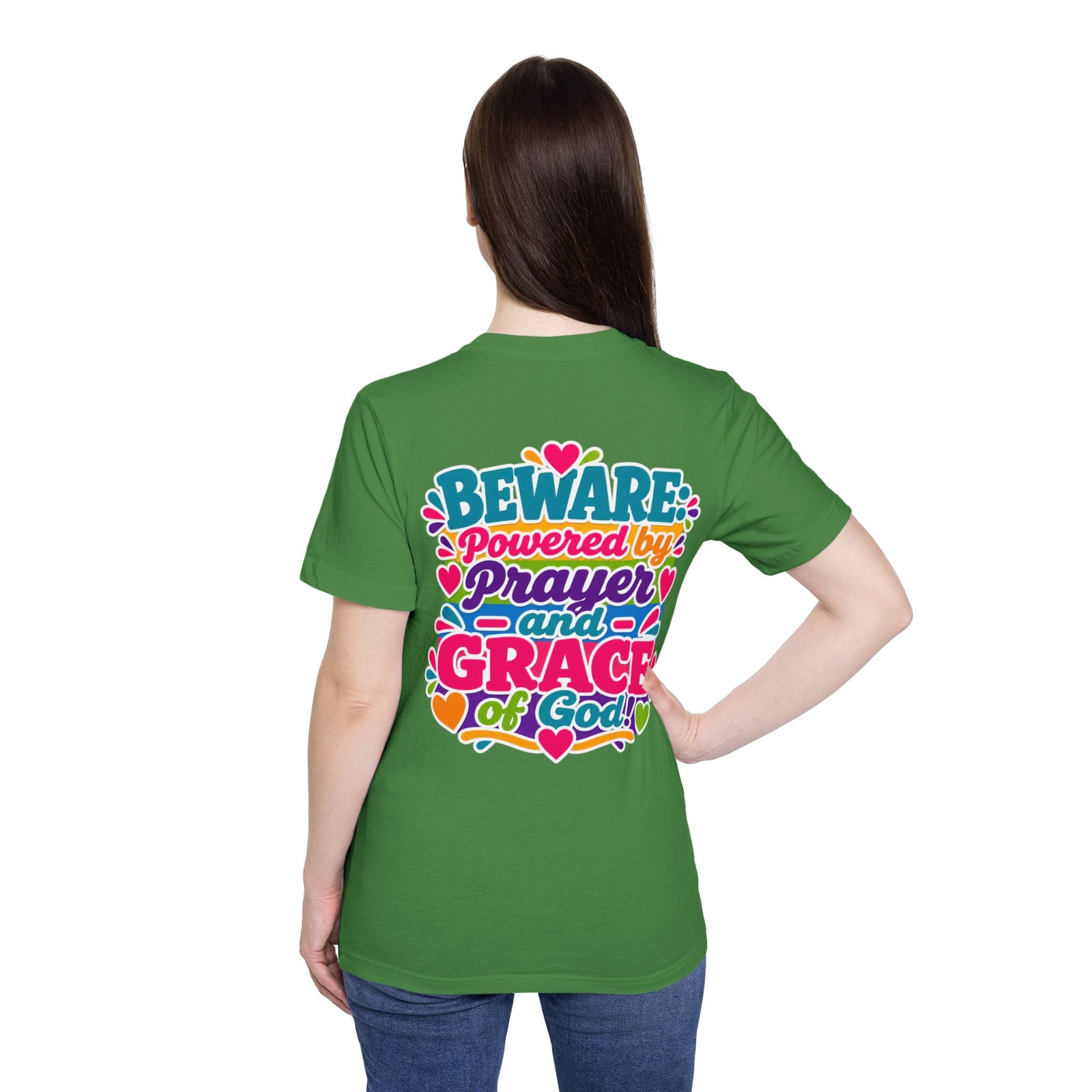 Christian Prayer & Grace T-Shirt — “Beware: Powered by Prayer and Grace of God”