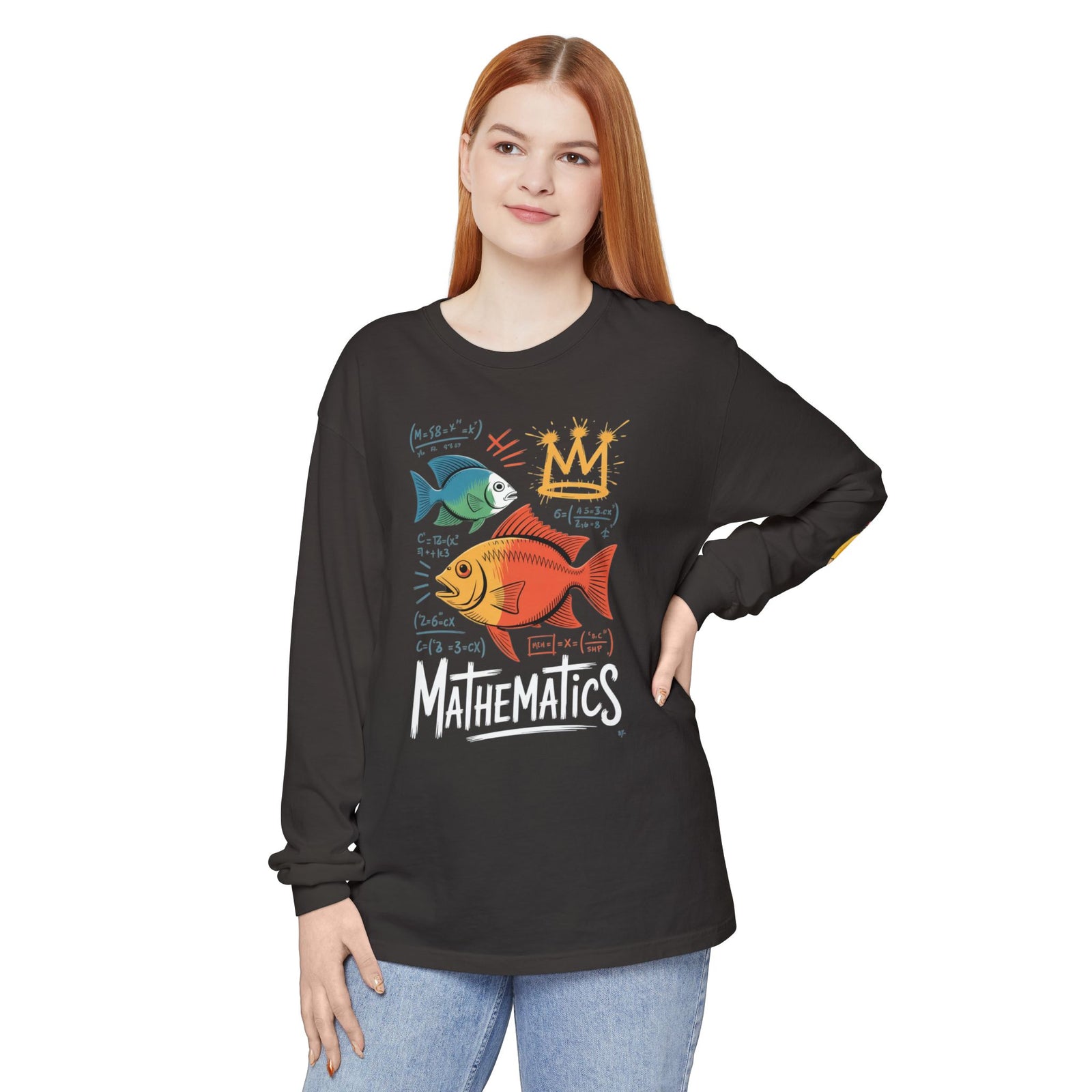 Fish Math Long Sleeve Tee — Cute Brainy Fish Graphic Shirt